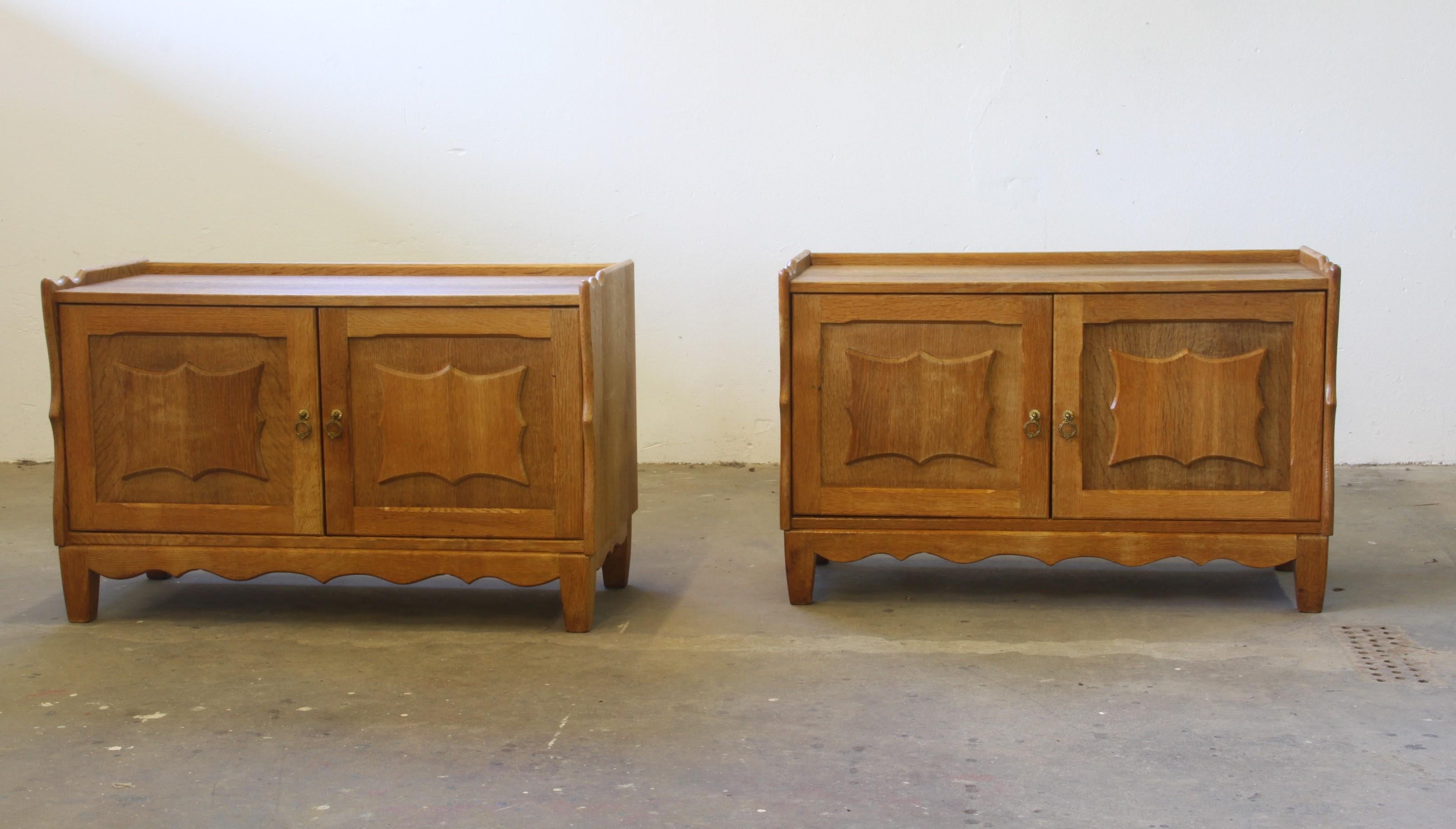 Vintage Danish Modern Oak Cabinets attributed Kjærnulf, 1960s. Set of 2 For Sale 3