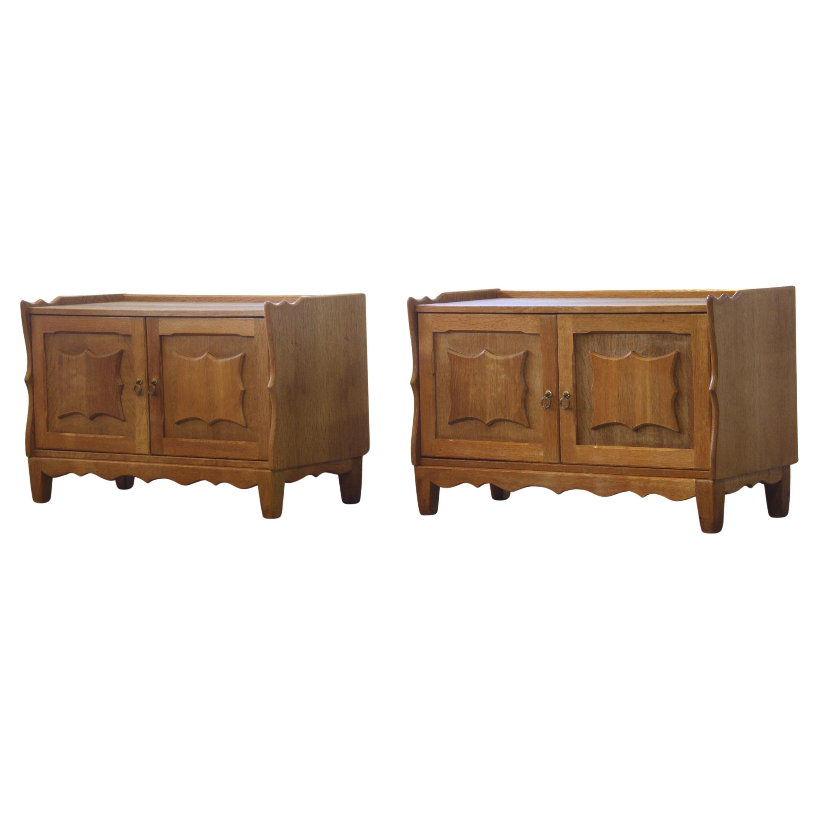 Vintage Danish Modern Oak Cabinets attributed Kjærnulf, 1960s. Ensemble de 2 pièces