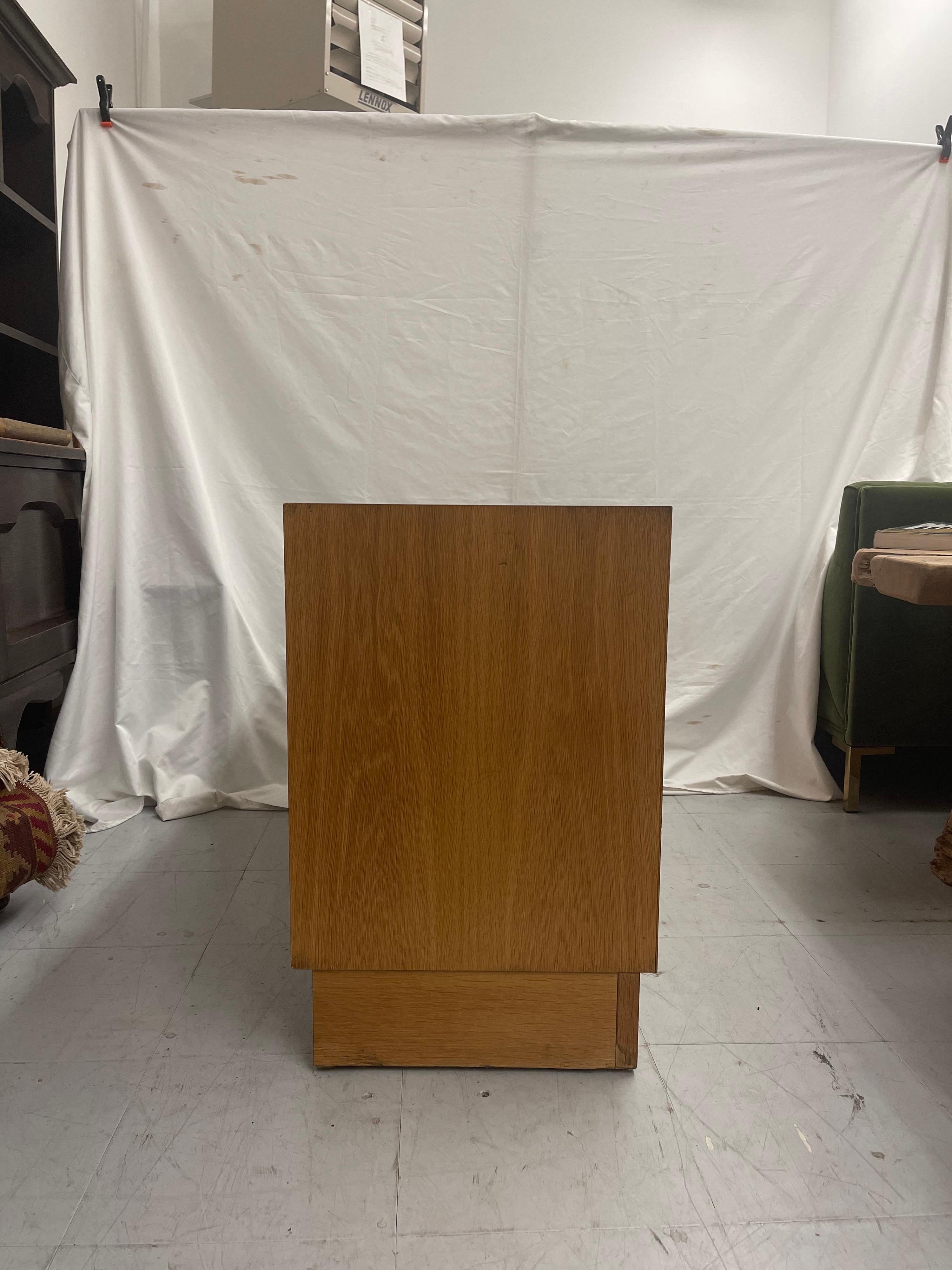 Vintage Danish Modern Oak Credenza or Record Cabinet with Tambour Doors In Good Condition For Sale In Seattle, WA