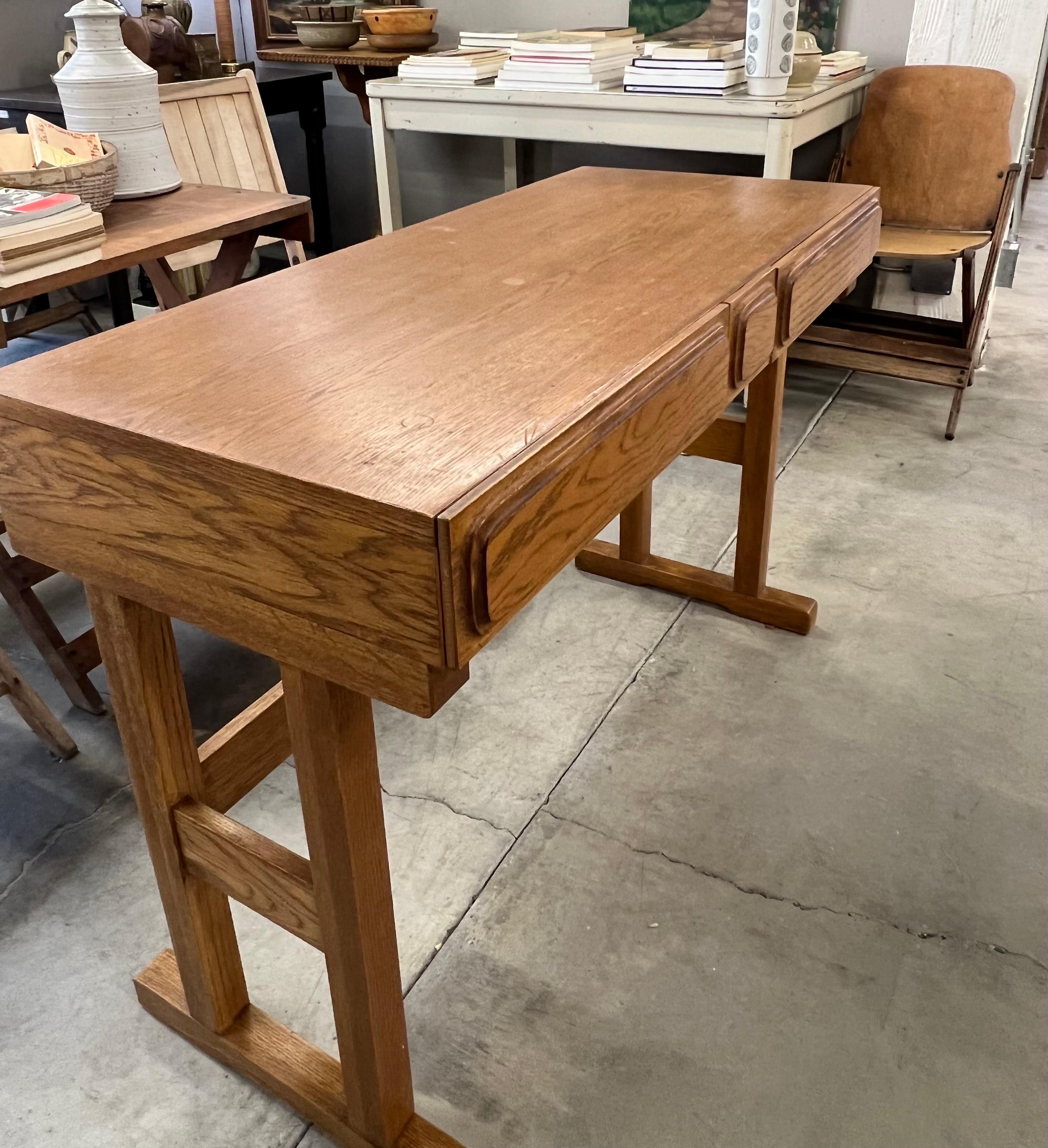 Vintage Danish Modern Oak Desk or Console Entryway Table In Good Condition In Seattle, WA