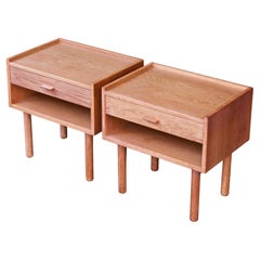 Vintage Danish Modern Oak Nightstands by Hans J. Wegner for Ry Mobler