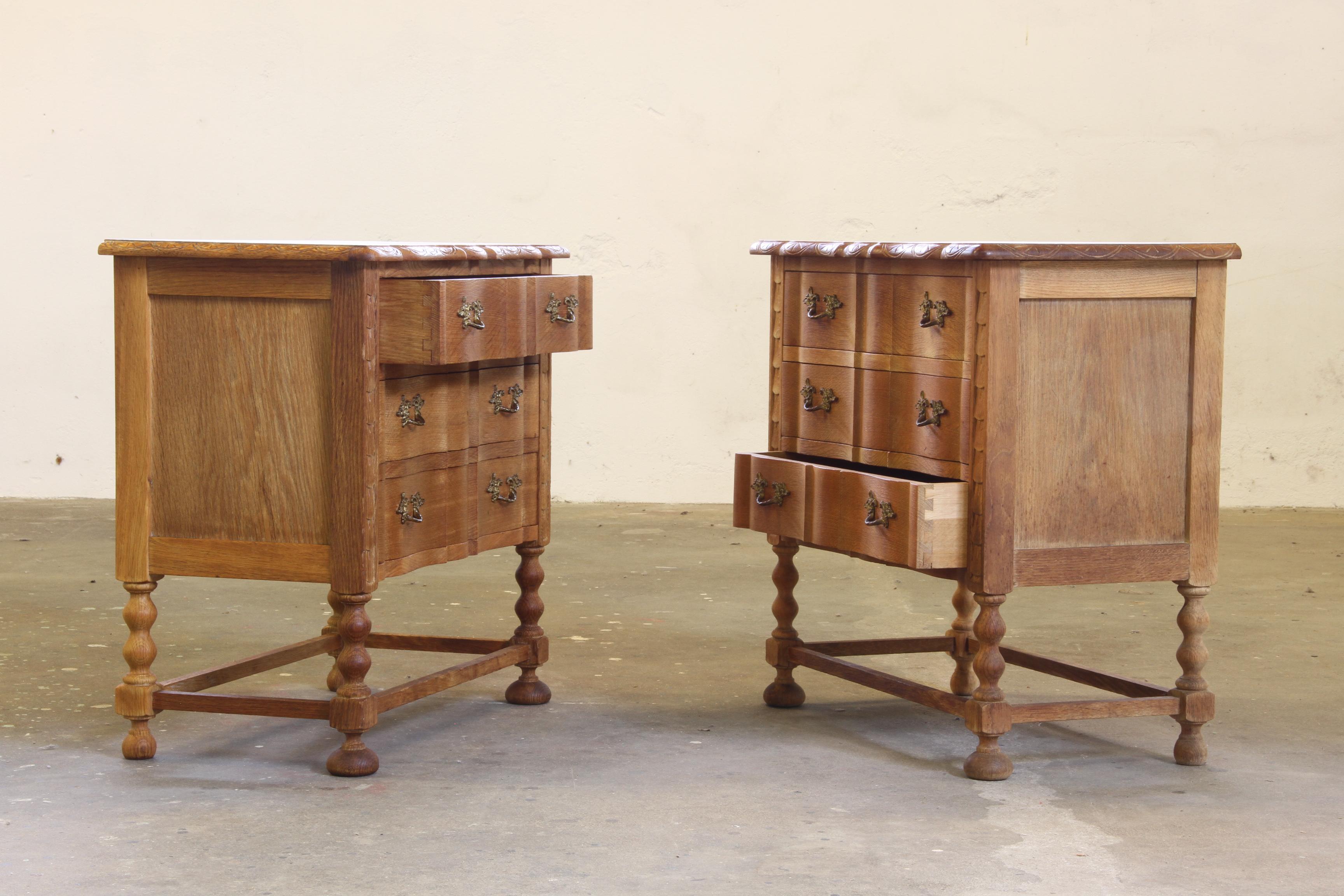 Vintage Danish Modern Oak Nightstands in the style of Henning Kjærnulf, 1960s, S For Sale 11