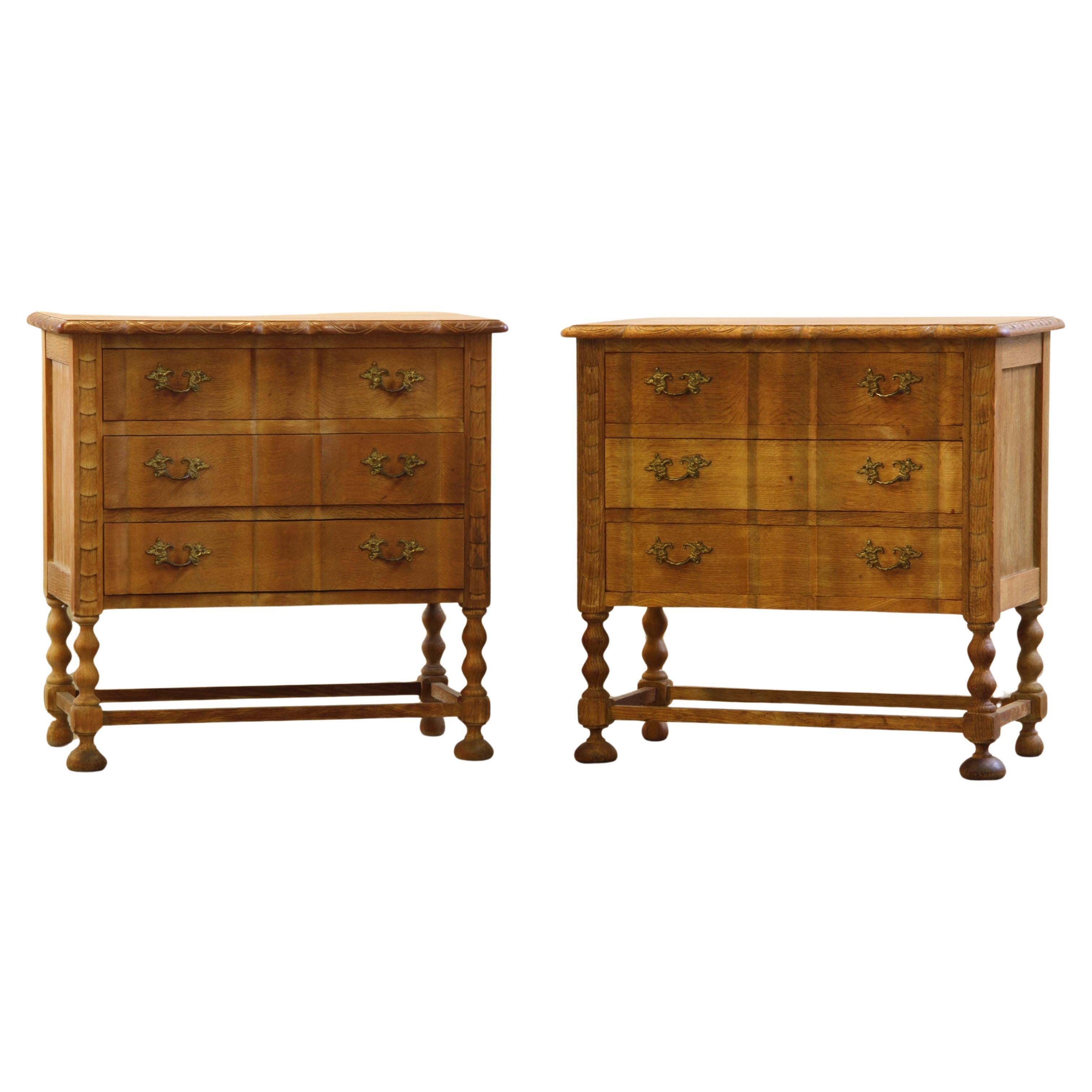 Vintage Danish Modern Oak Nightstands in the style of Henning Kjærnulf, 1960s, S For Sale