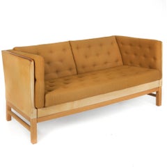 Vintage Danish Modern Oak, Tweed and Leather EJ315 Sofa by Erik Jørgensen