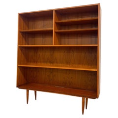 Vintage Danish Modern Open Bookcase with Adjustable Shelves and Tapered Legs