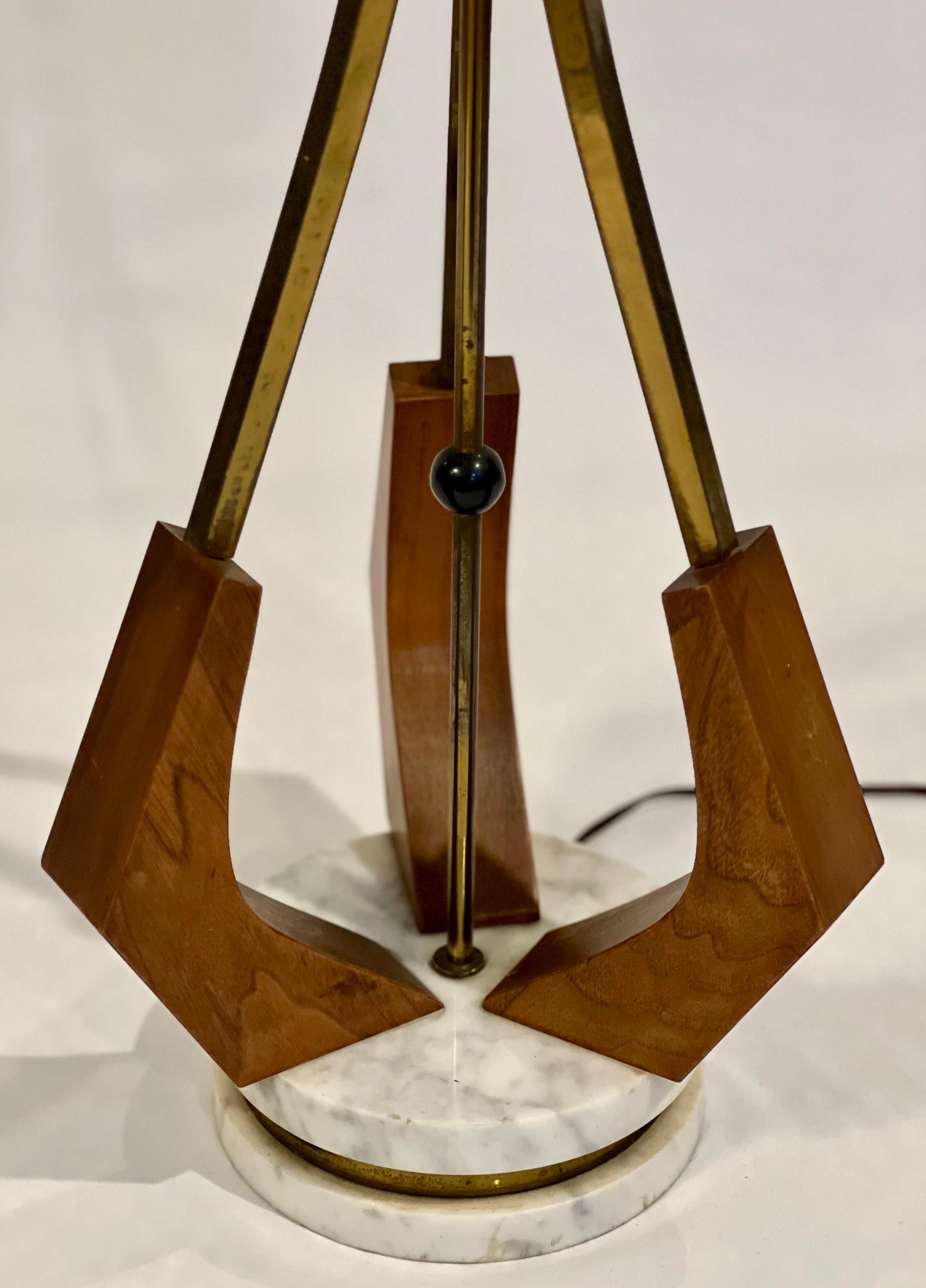 Vintage Danish Modern Organic Form Three-Light Teak and Brass Floor Lamp For Sale 1