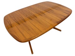 Vintage Danish Modern Oval Teak Dining Table W/2 Leaves