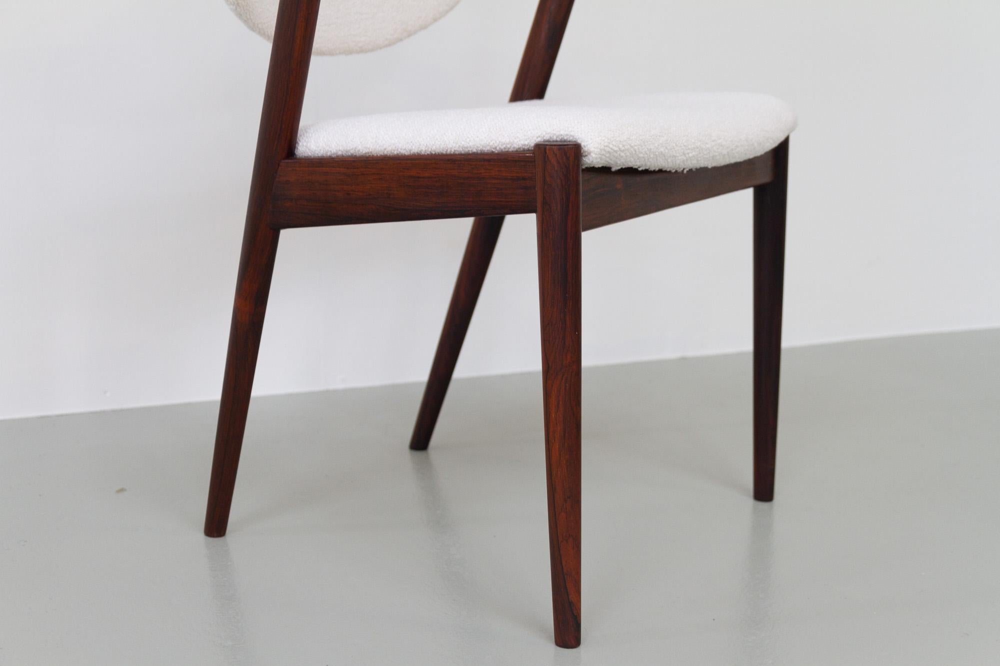 Bouclé Vintage Danish Modern Rosewood Chair Model 42 by Kai Kristiansen, 1960s For Sale