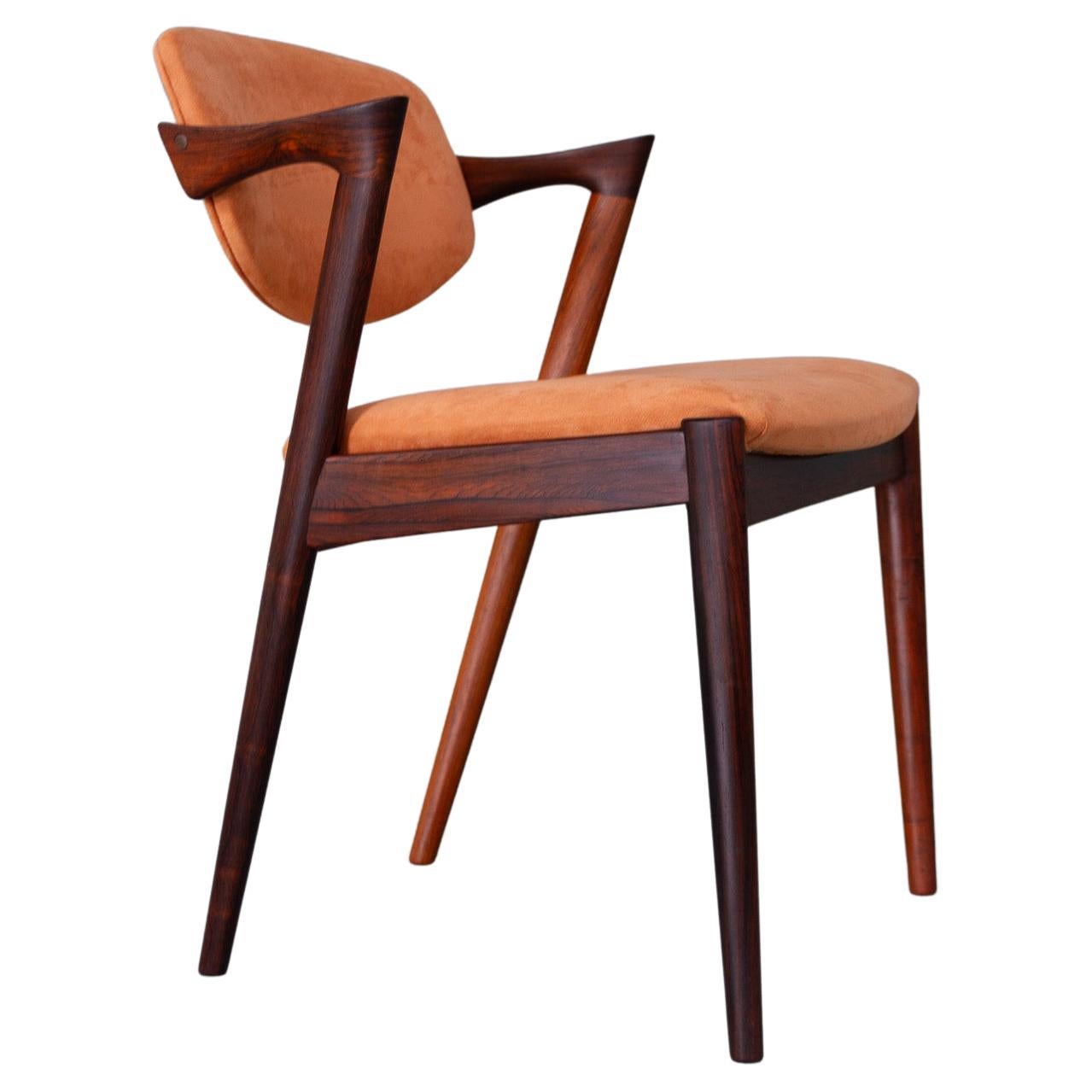 Dänischer moderner Vintage-Stuhl aus Rosenholz Modell 42 von Kai Kristiansen, 1960er Jahre