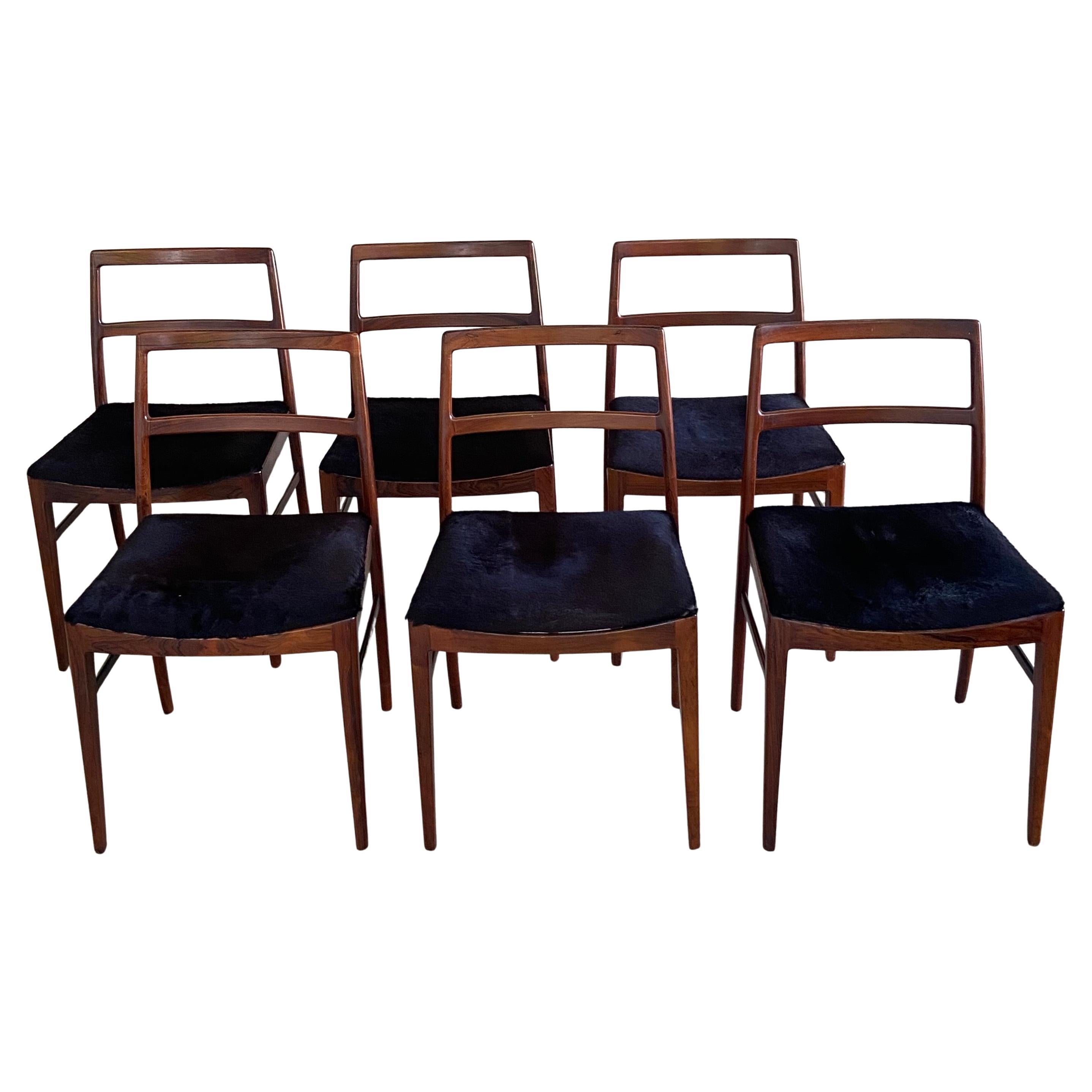 Vintage Danish Modern Rosewood Dining Chairs attributed Arne Vodder — Set of Six