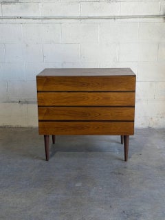 Vintage Danish Modern Rosewood Four Drawer Chest / Small Dresser 1960s