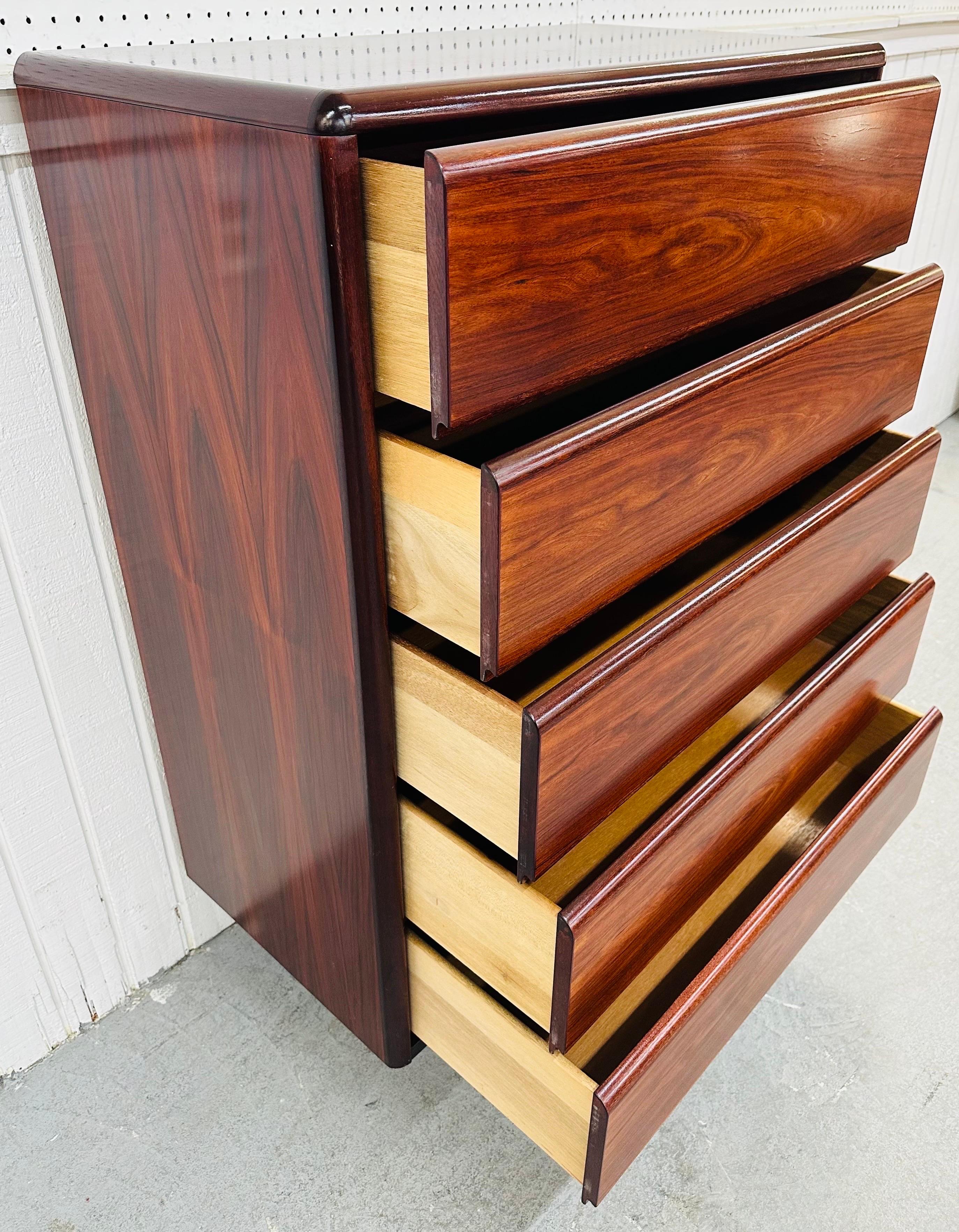 20th Century Vintage Danish Modern Rosewood High Chest For Sale