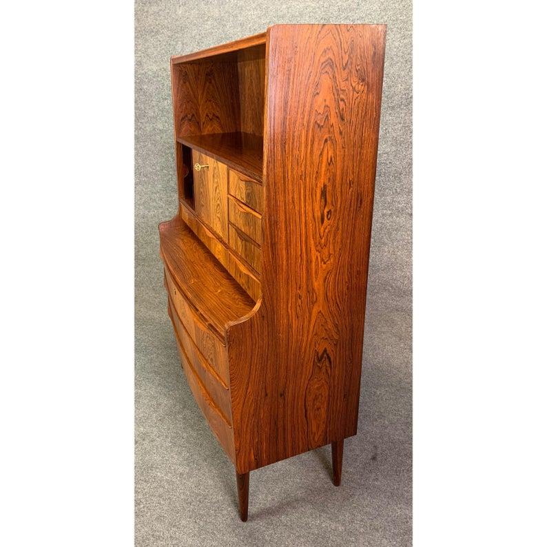 Vintage Danish Modern Rosewood Secretary Desk Attributed to Erling Torvitz In Good Condition In San Marcos, CA