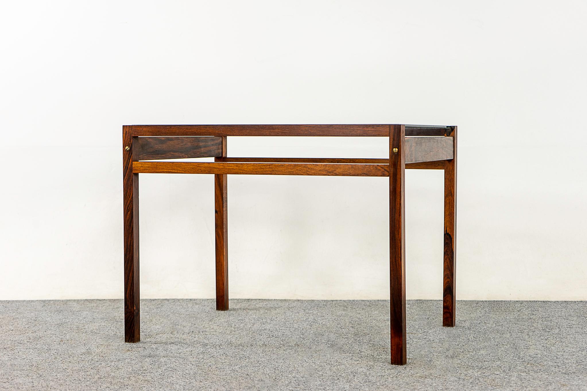 Mid-20th Century Vintage Danish Modern Rosewood Side Coffee Table with Glass Top