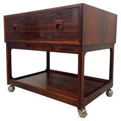 Vintage Danish Modern Rosewood Side Table on Casters. Uk Import