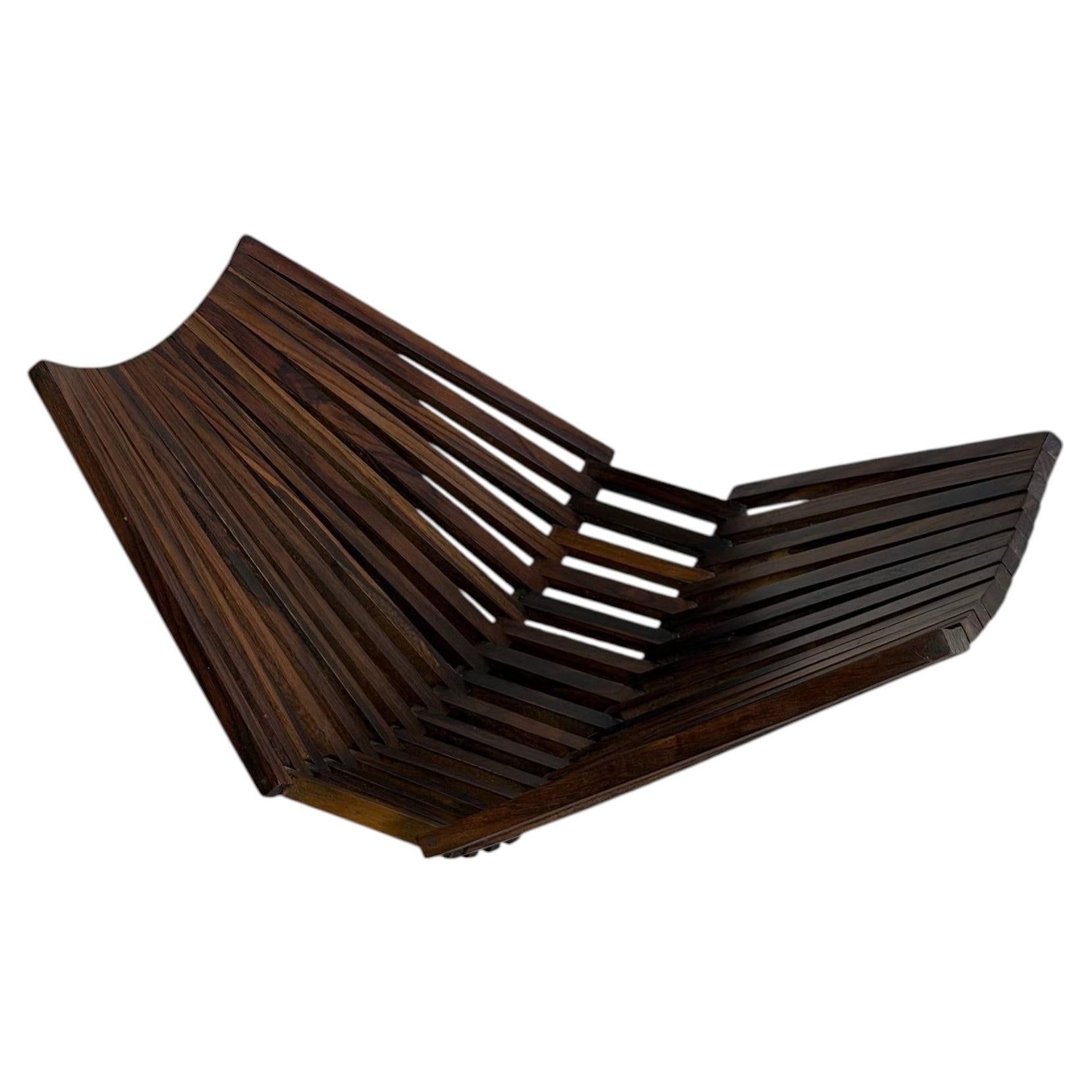 Vintage Danish Modern Sculptural Rosewood Folding Fruit Bowl Centerpiece