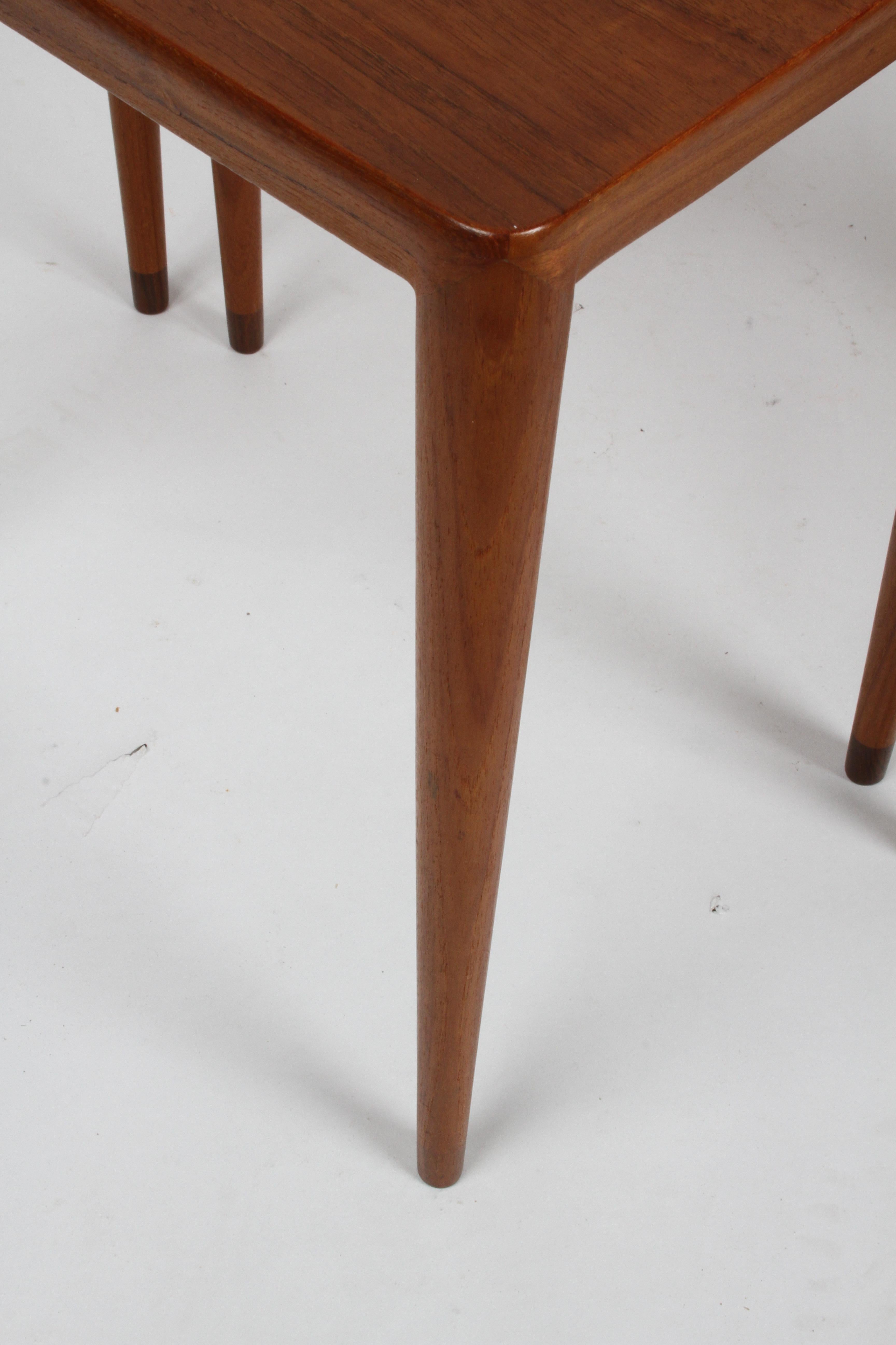 Vintage Danish Modern Set of 3 Teak Nesting Tables Retailed by Illums Bolighus 12