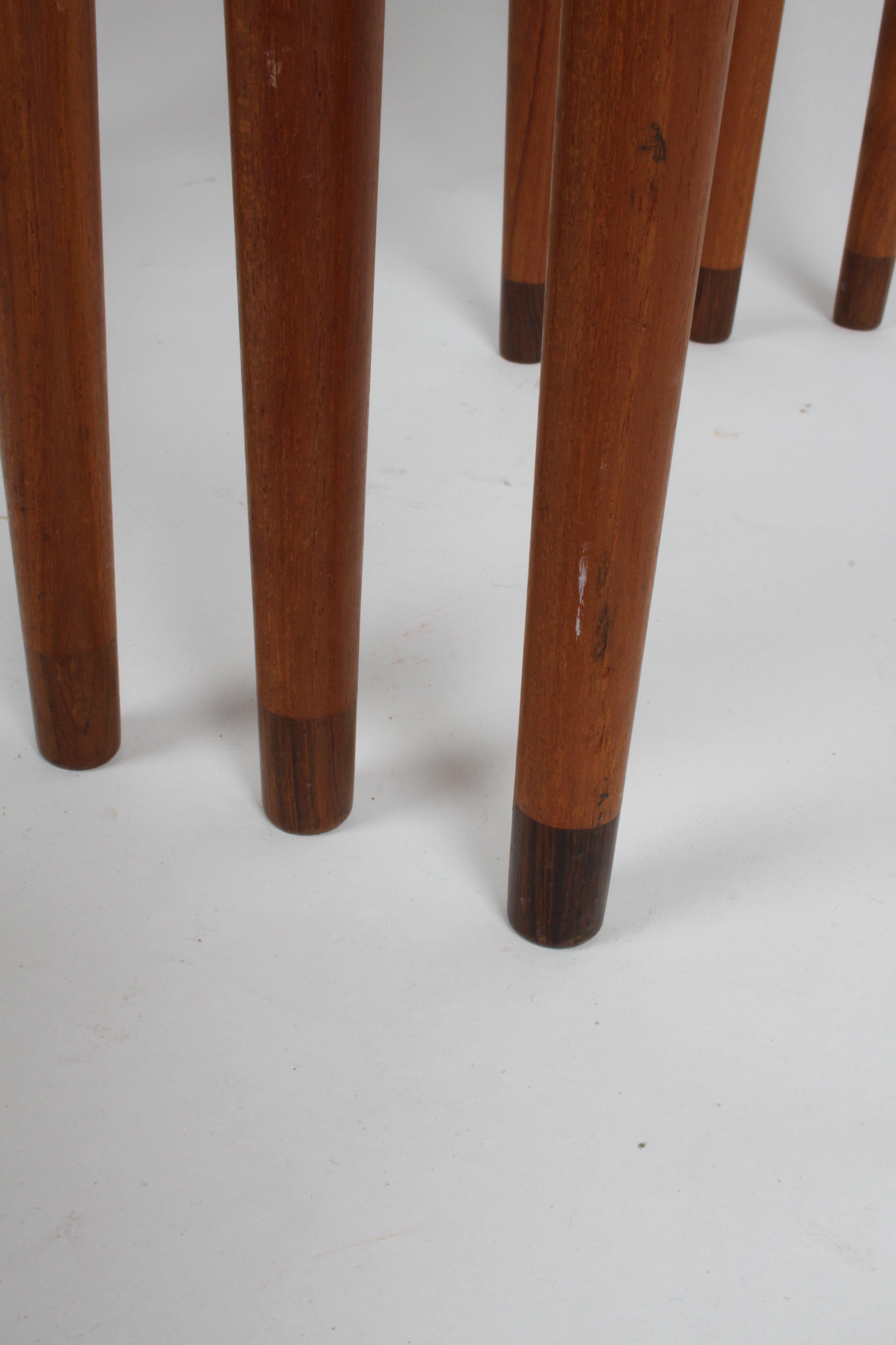 Vintage Danish Modern Set of 3 Teak Nesting Tables Retailed by Illums Bolighus 14