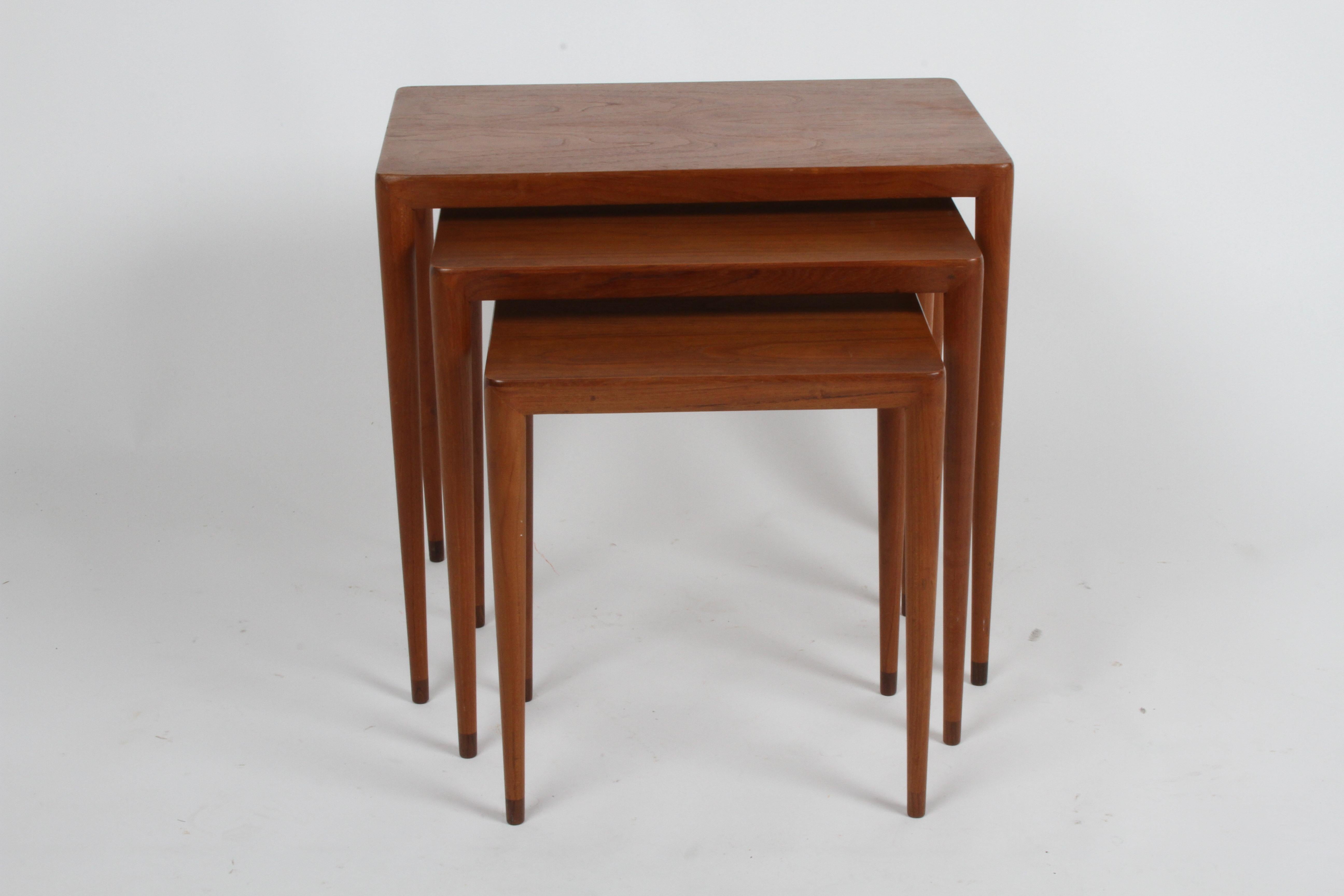 Mid-Century Modern Vintage Danish Modern Set of 3 Teak Nesting Tables Retailed by Illums Bolighus