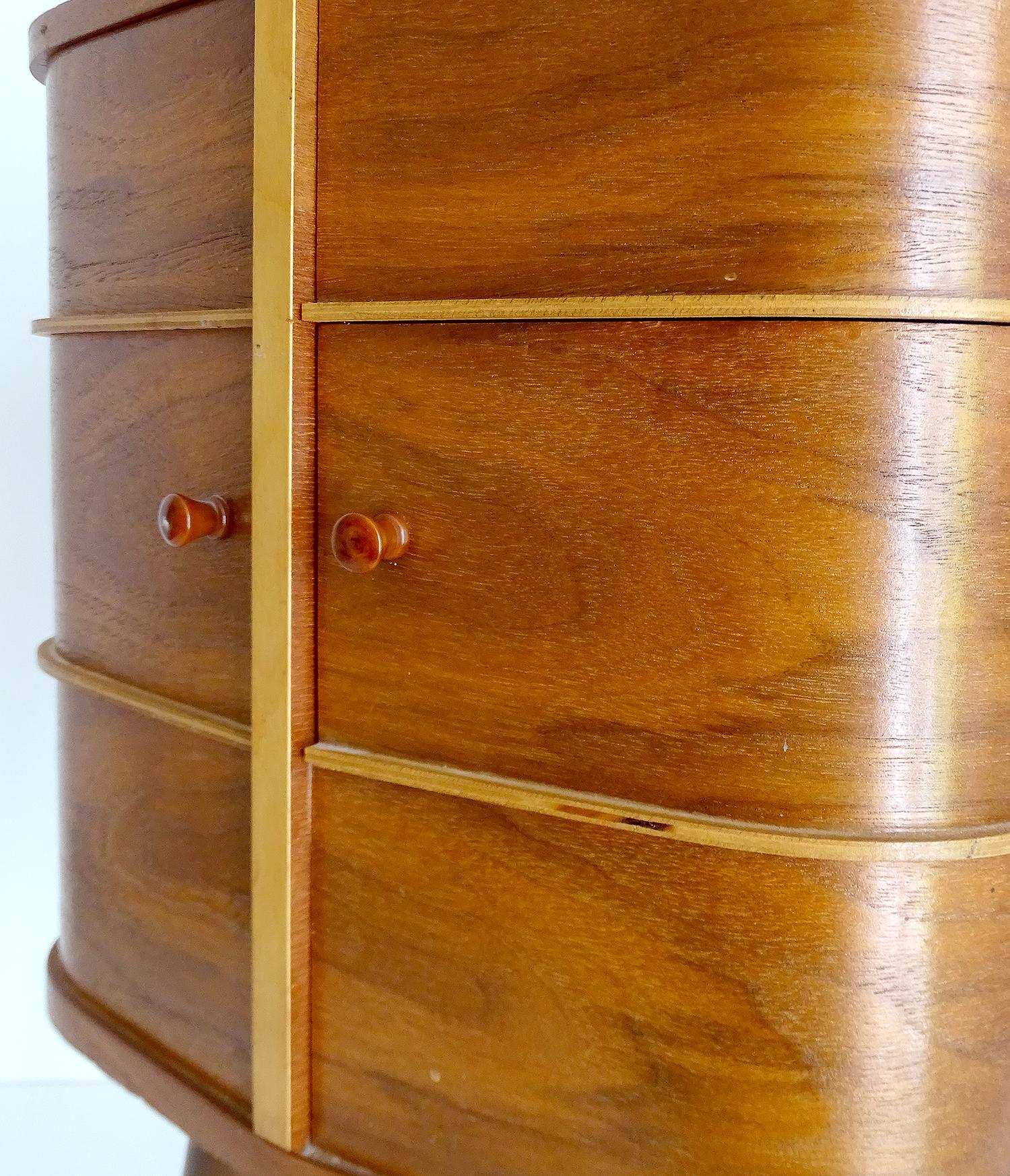 Vintage Danish Modern Sewing Box Storage Drawers Case, Teak Plywood, 1960s 2