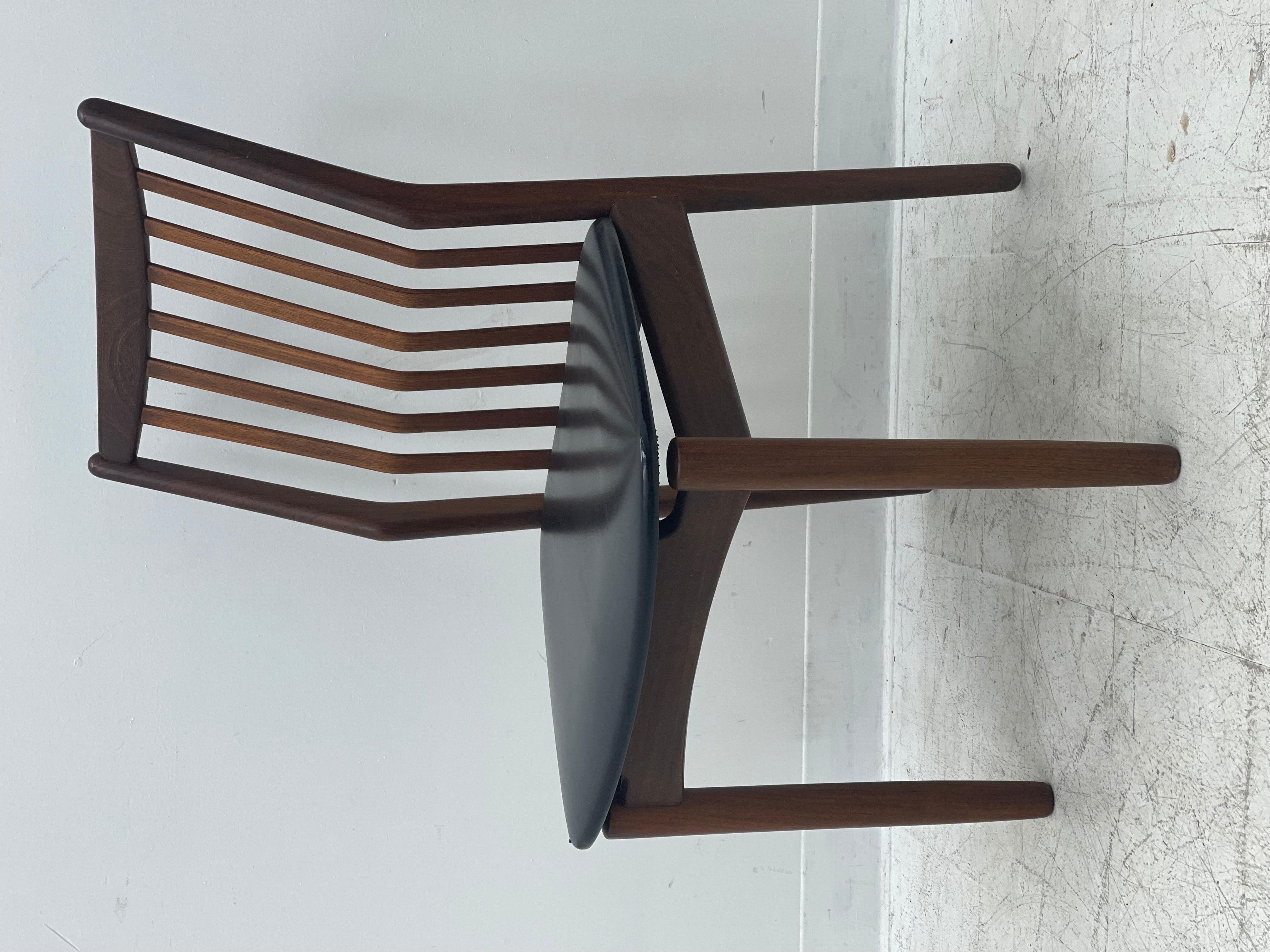 Vintage Danish Modern Solid Teak Leather Chair Set of 4 For Sale 3