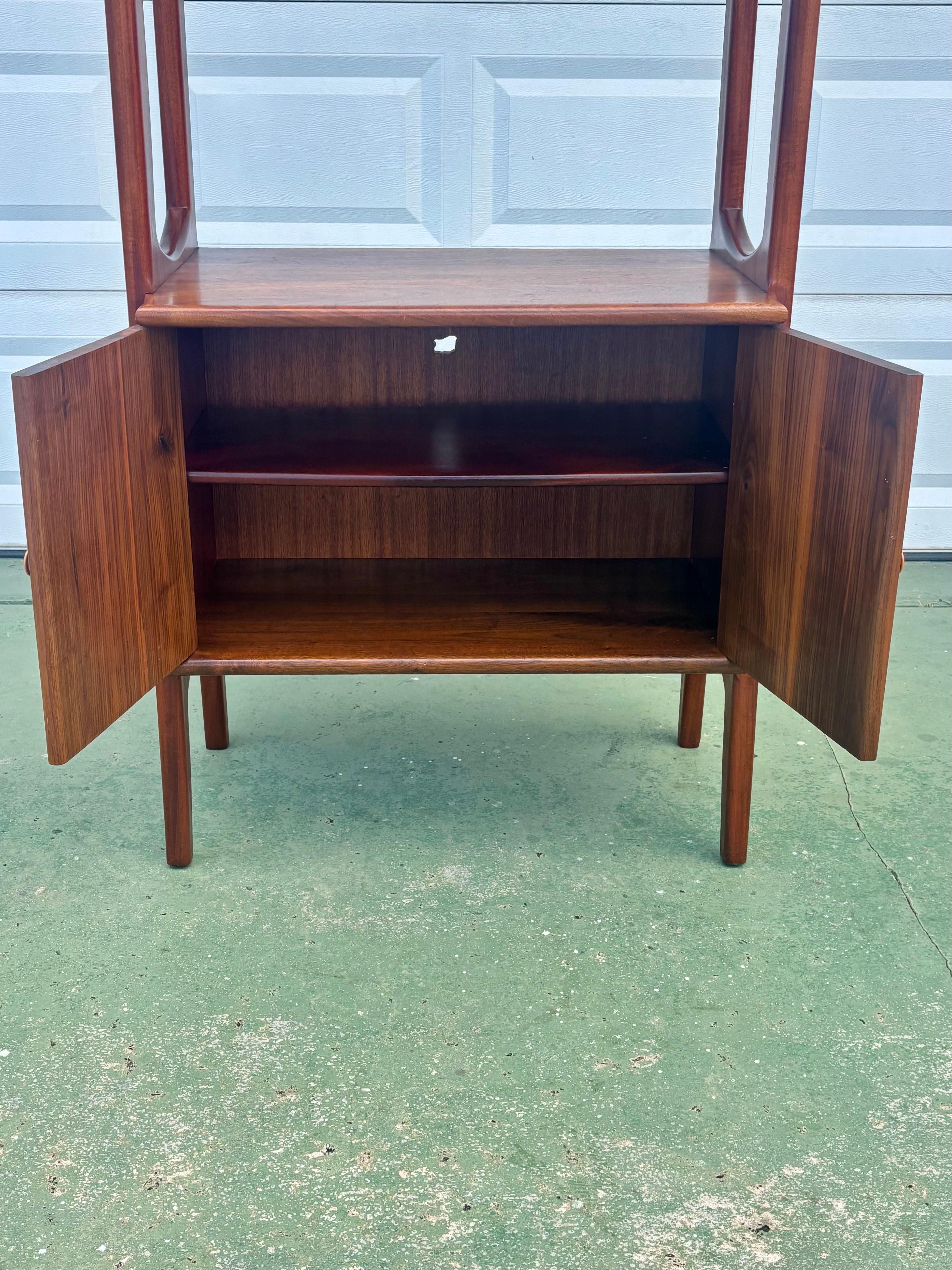 20th Century Vintage Danish Modern Solid Walnut Architectural Display Cabinet For Sale