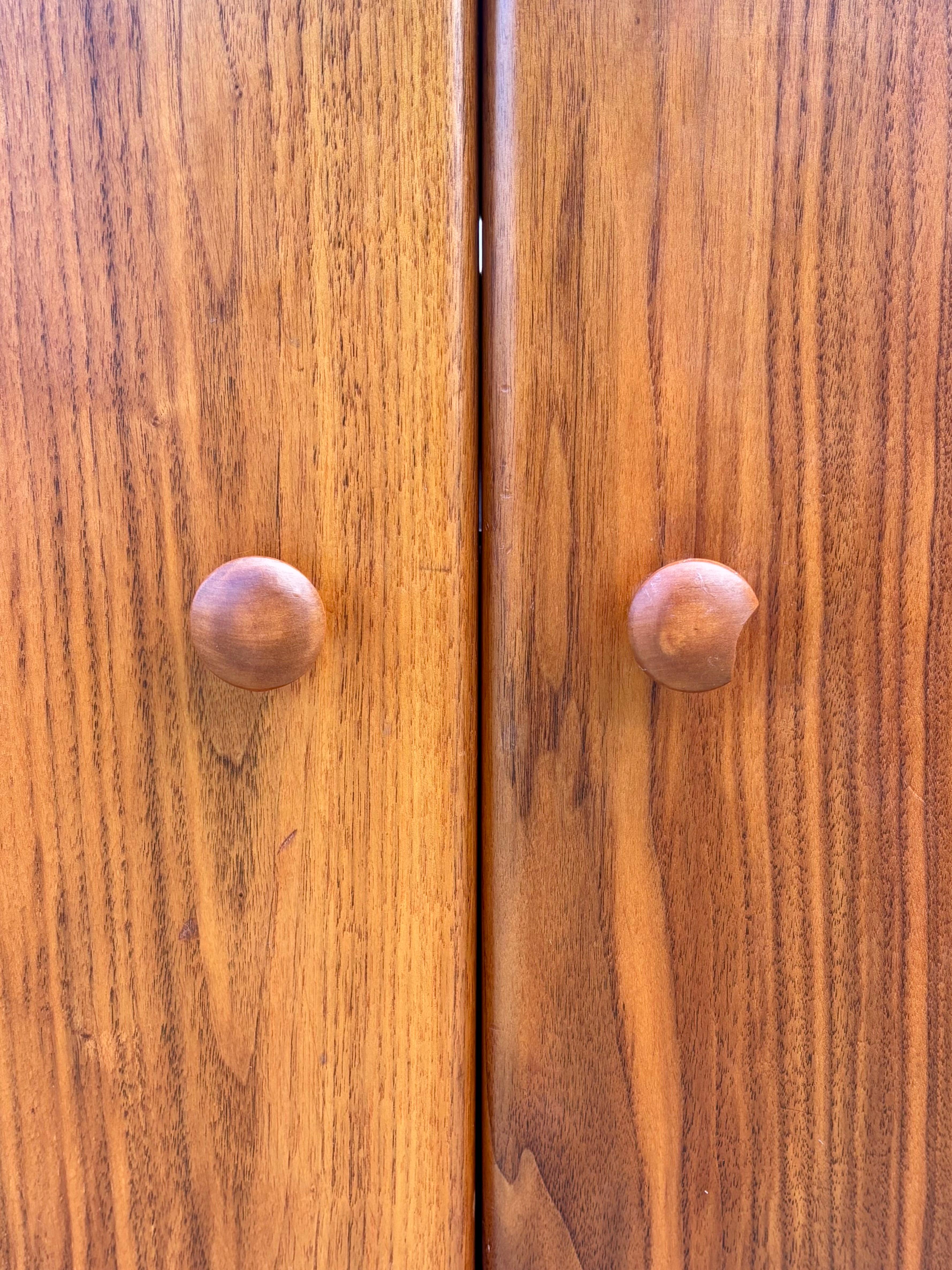 Vintage Danish Modern Solid Walnut Architectural Display Cabinet For Sale 1