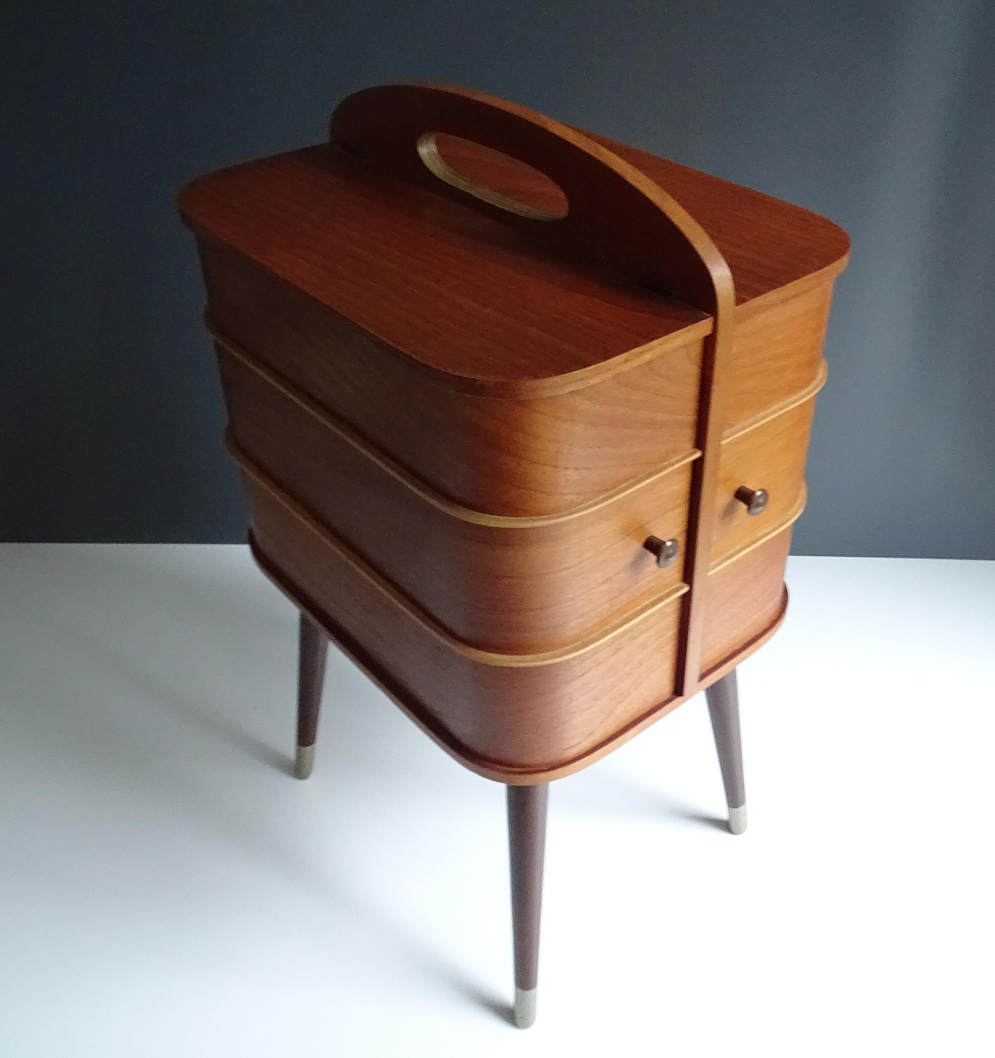 Vintage Danish Modern Storage Box with Drawers, Teak Plywood, 1960s 7