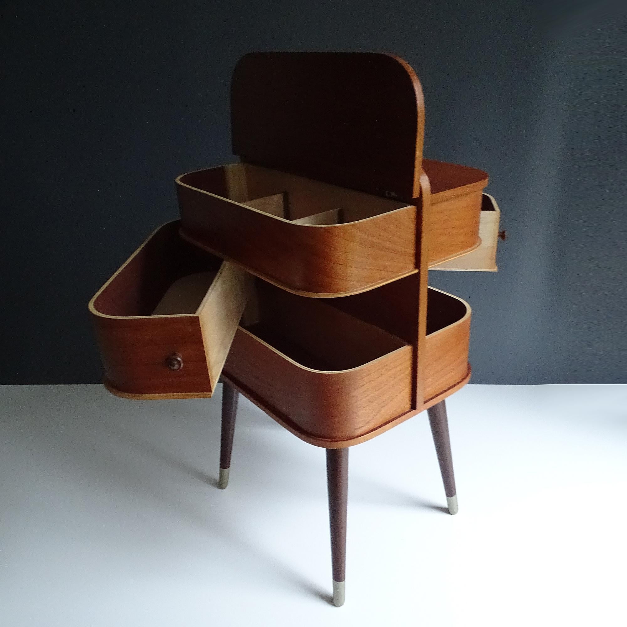 Vintage Danish Modern Storage Box with Drawers, Teak Plywood, 1960s 8