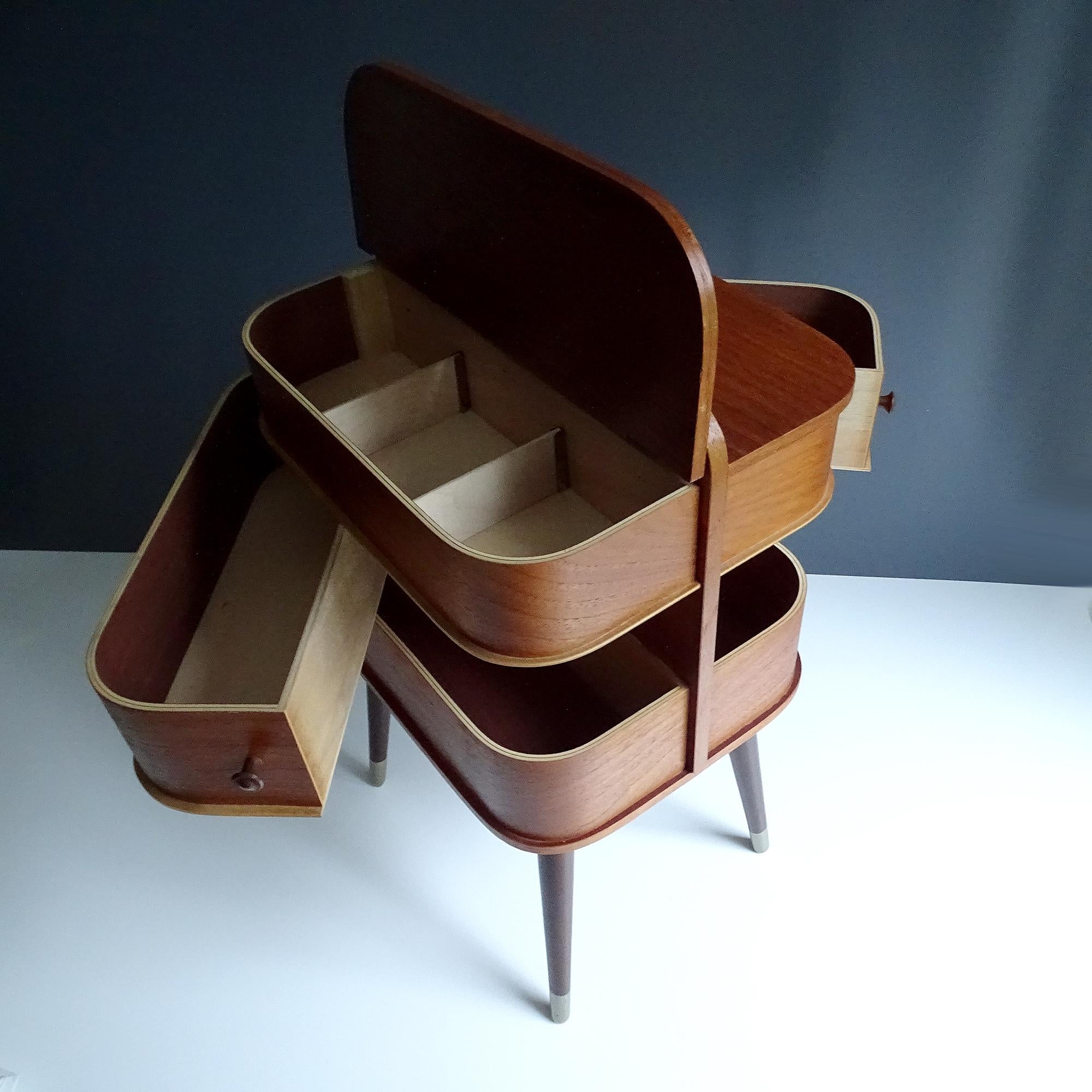 Vintage Danish Modern Storage Box with Drawers, Teak Plywood, 1960s 9