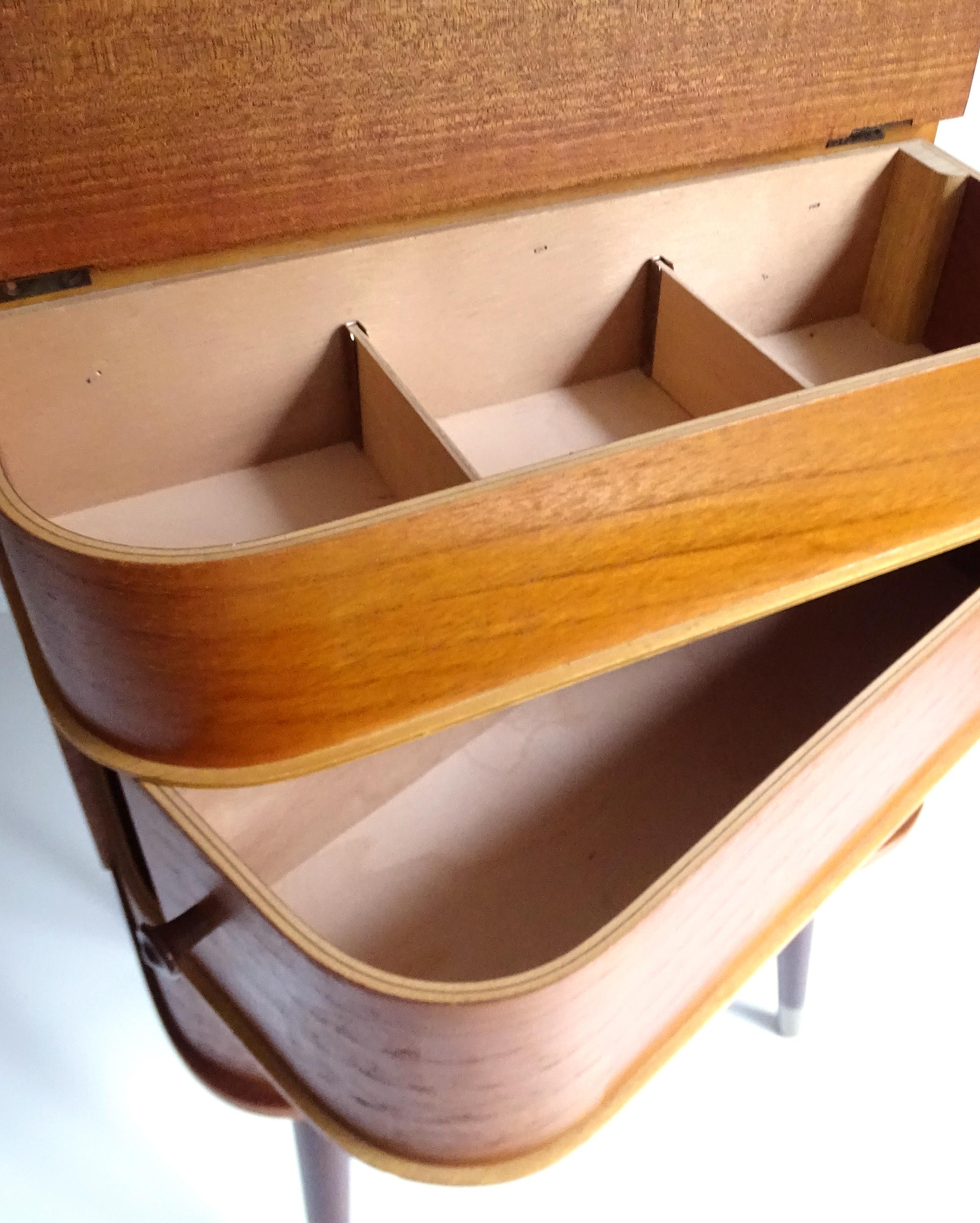 Vintage Danish Modern Storage Box with Drawers, Teak Plywood, 1960s 10