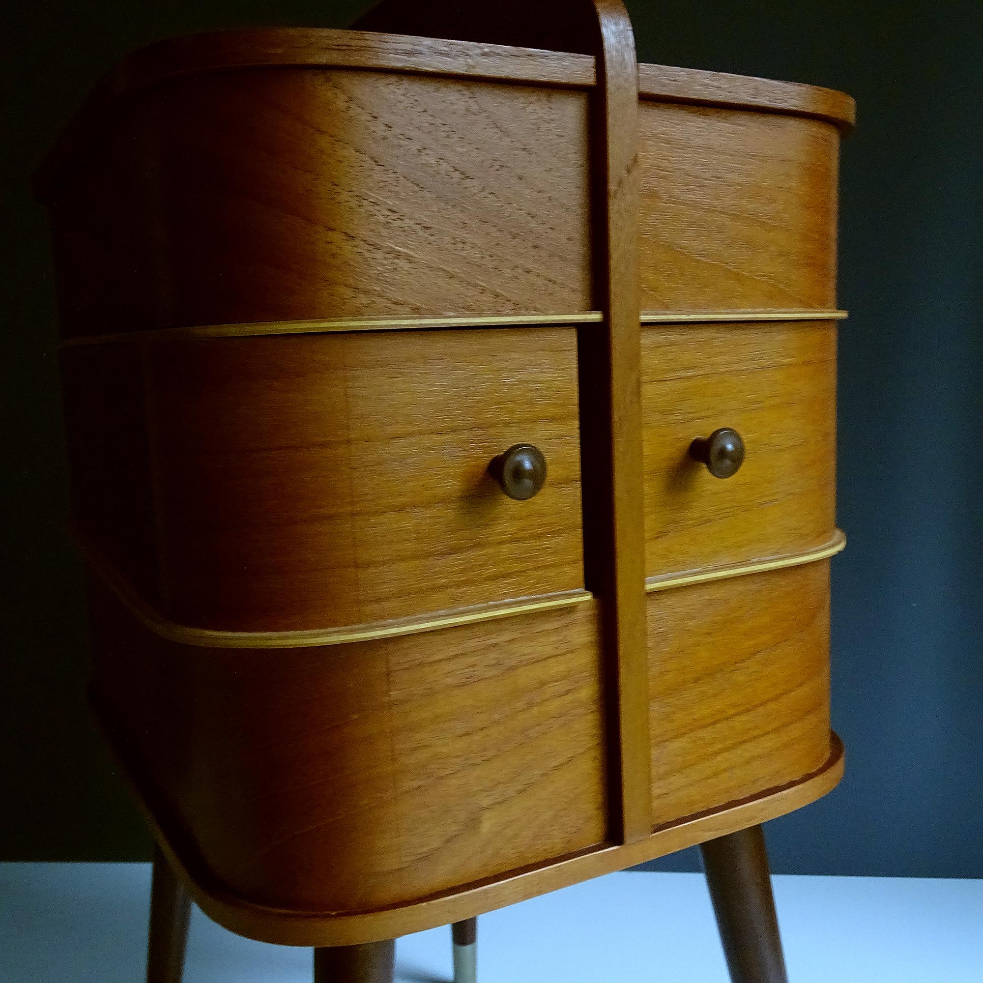 Vintage Danish Modern Storage Box with Drawers, Teak Plywood, 1960s 12