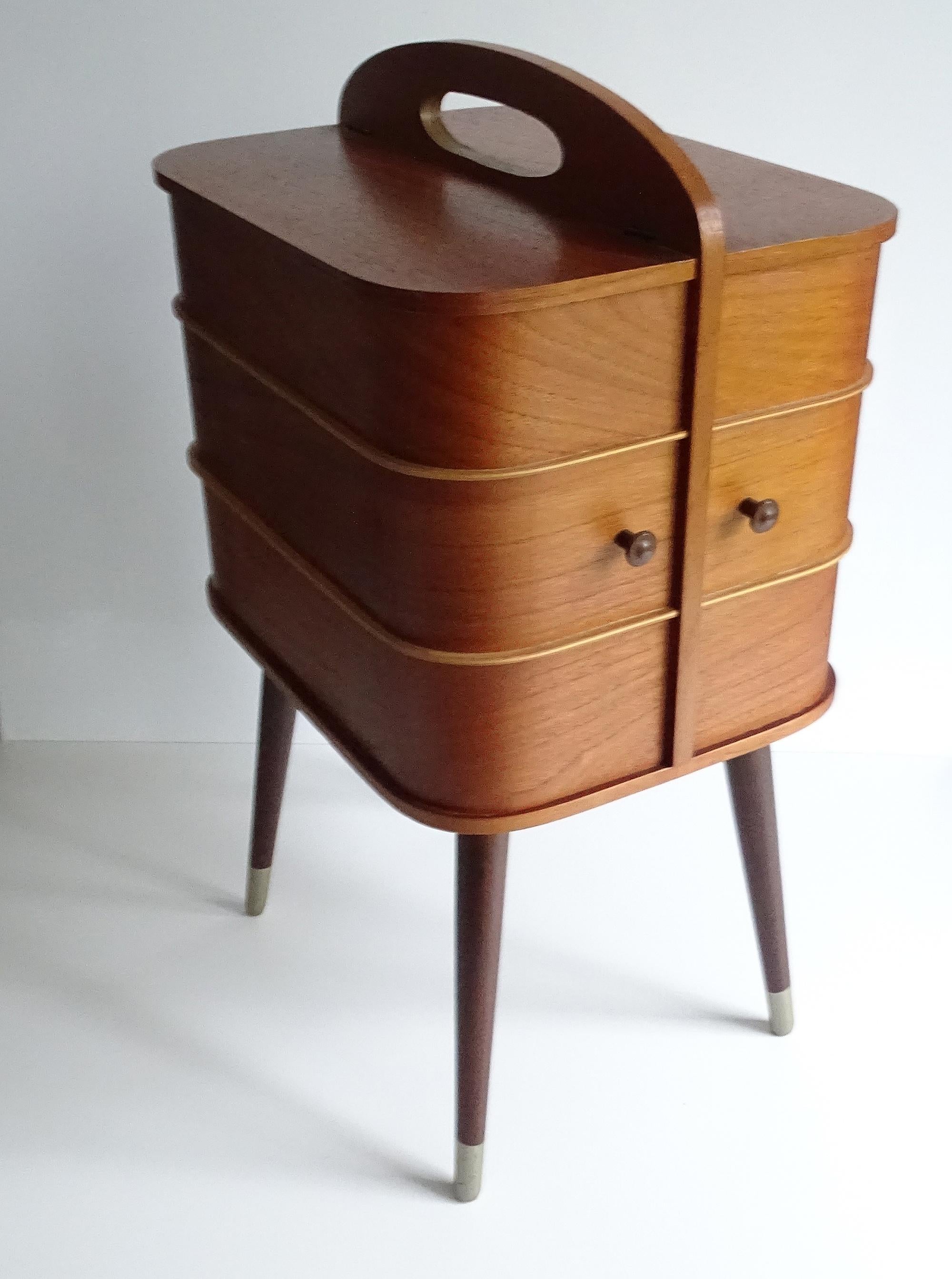 Mid-Century Modern Vintage Danish Modern Storage Box with Drawers, Teak Plywood, 1960s
