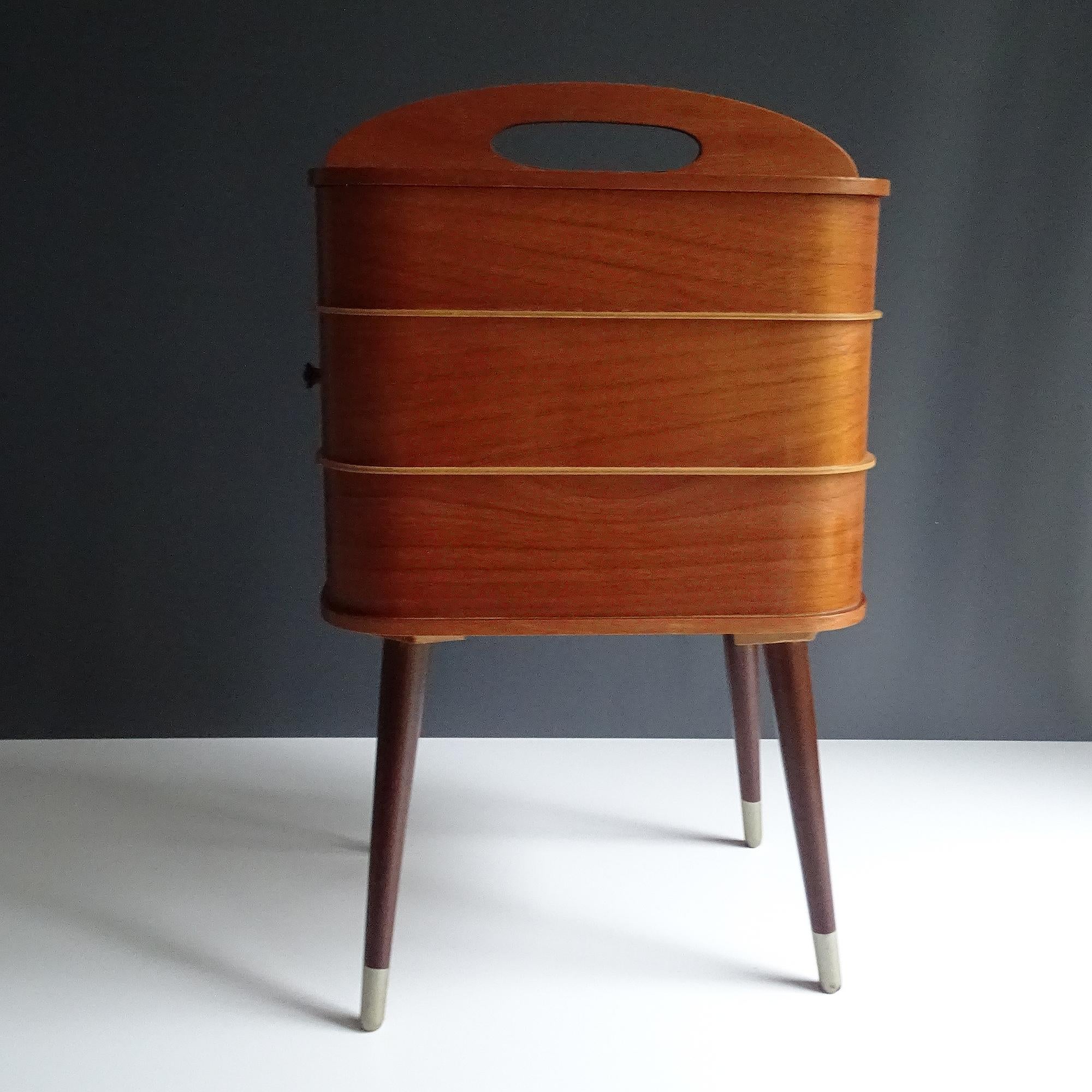 Mid-20th Century Vintage Danish Modern Storage Box with Drawers, Teak Plywood, 1960s