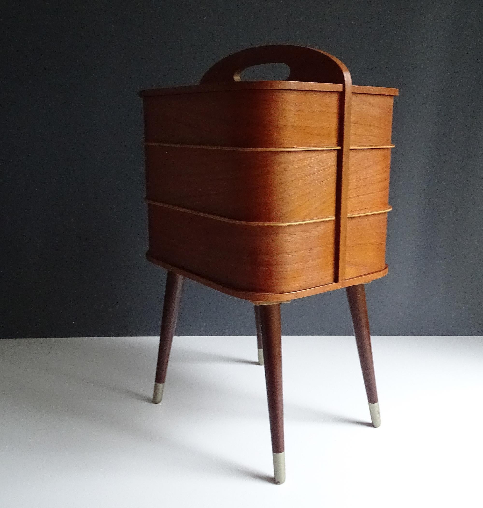 Vintage Danish Modern Storage Box with Drawers, Teak Plywood, 1960s 2