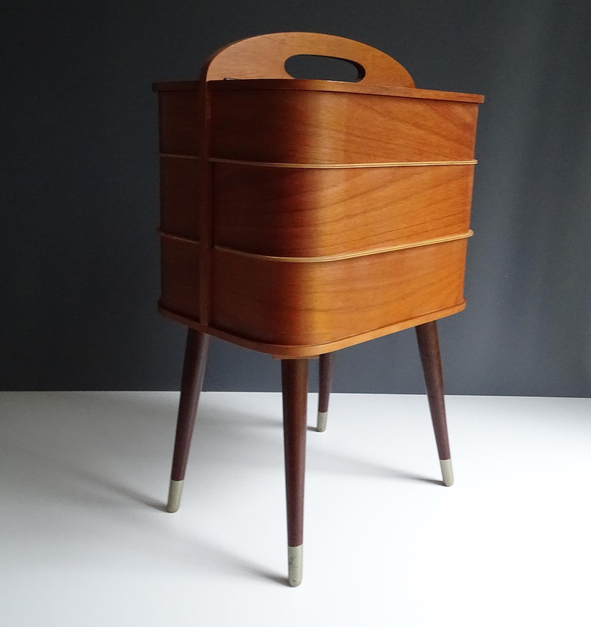 Vintage Danish Modern Storage Box with Drawers, Teak Plywood, 1960s 4