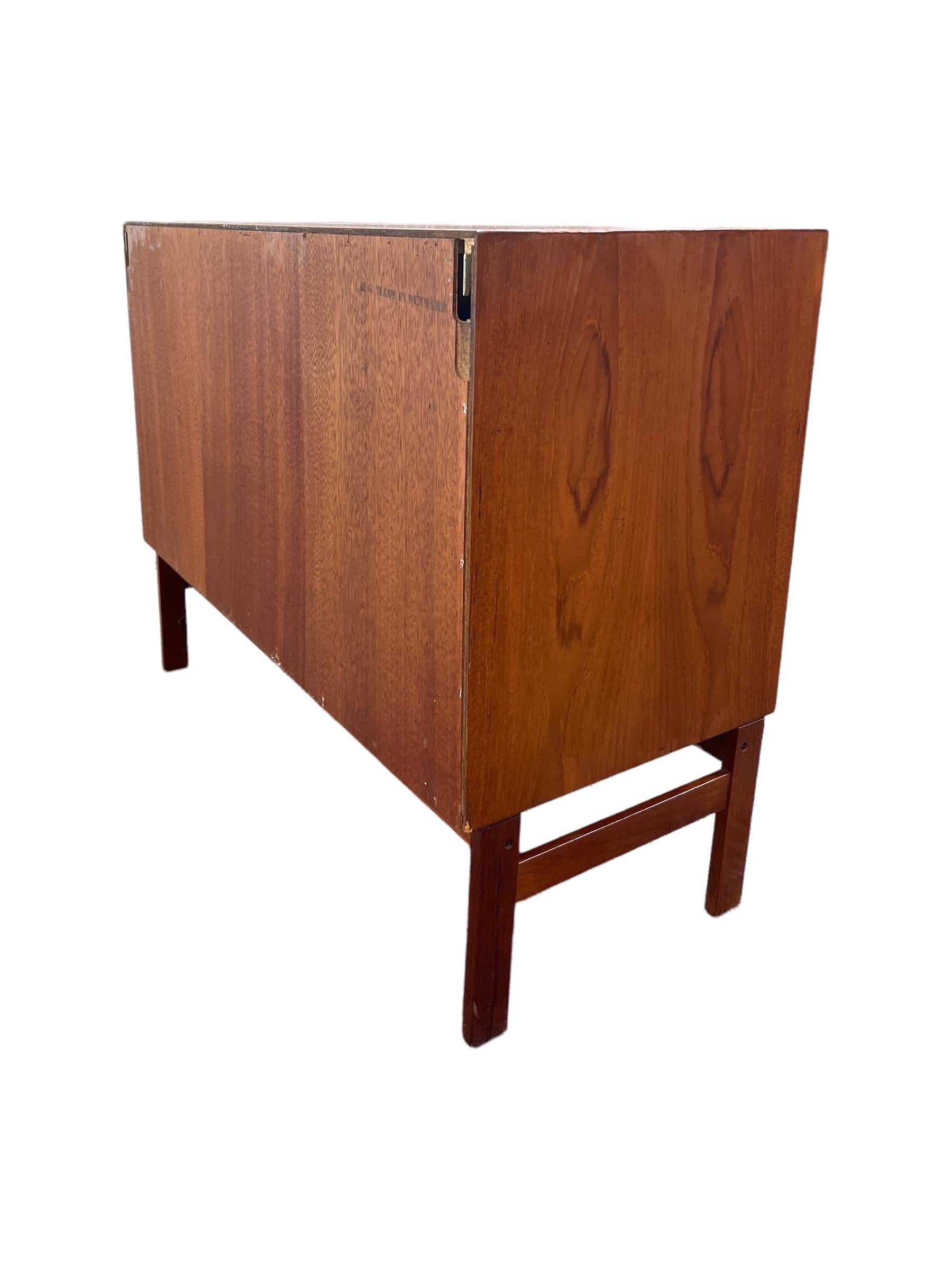 Mid-Century Modern Vintage Danish Modern Tambour Door Record Cabinet of Credenza Imported For Sale