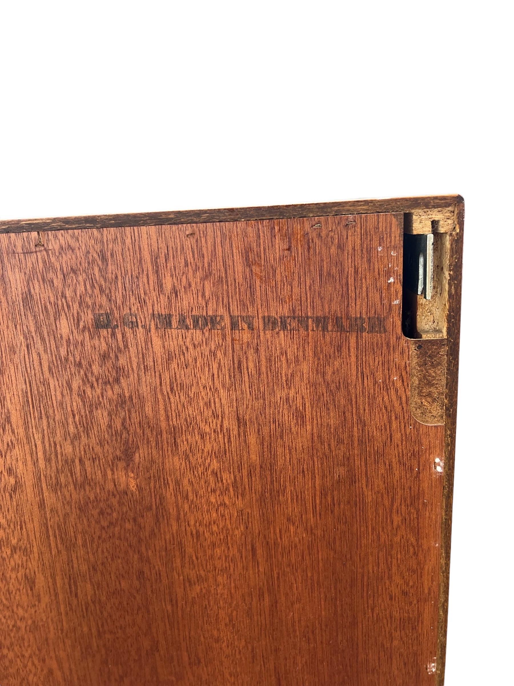 Teak Vintage Danish Modern Tambour Door Record Cabinet of Credenza Imported For Sale