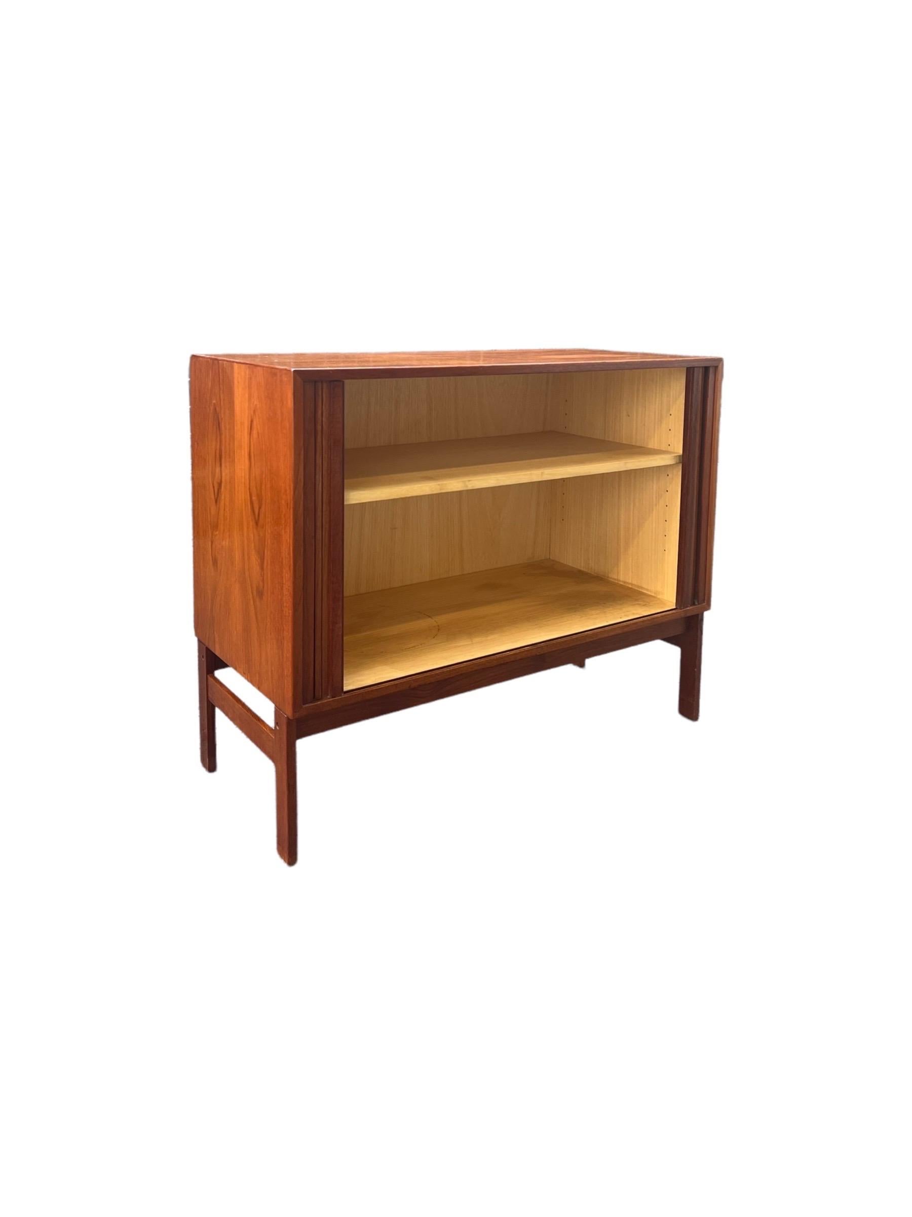 Vintage Danish Modern Tambour Door Record Cabinet of Credenza Imported For Sale 2