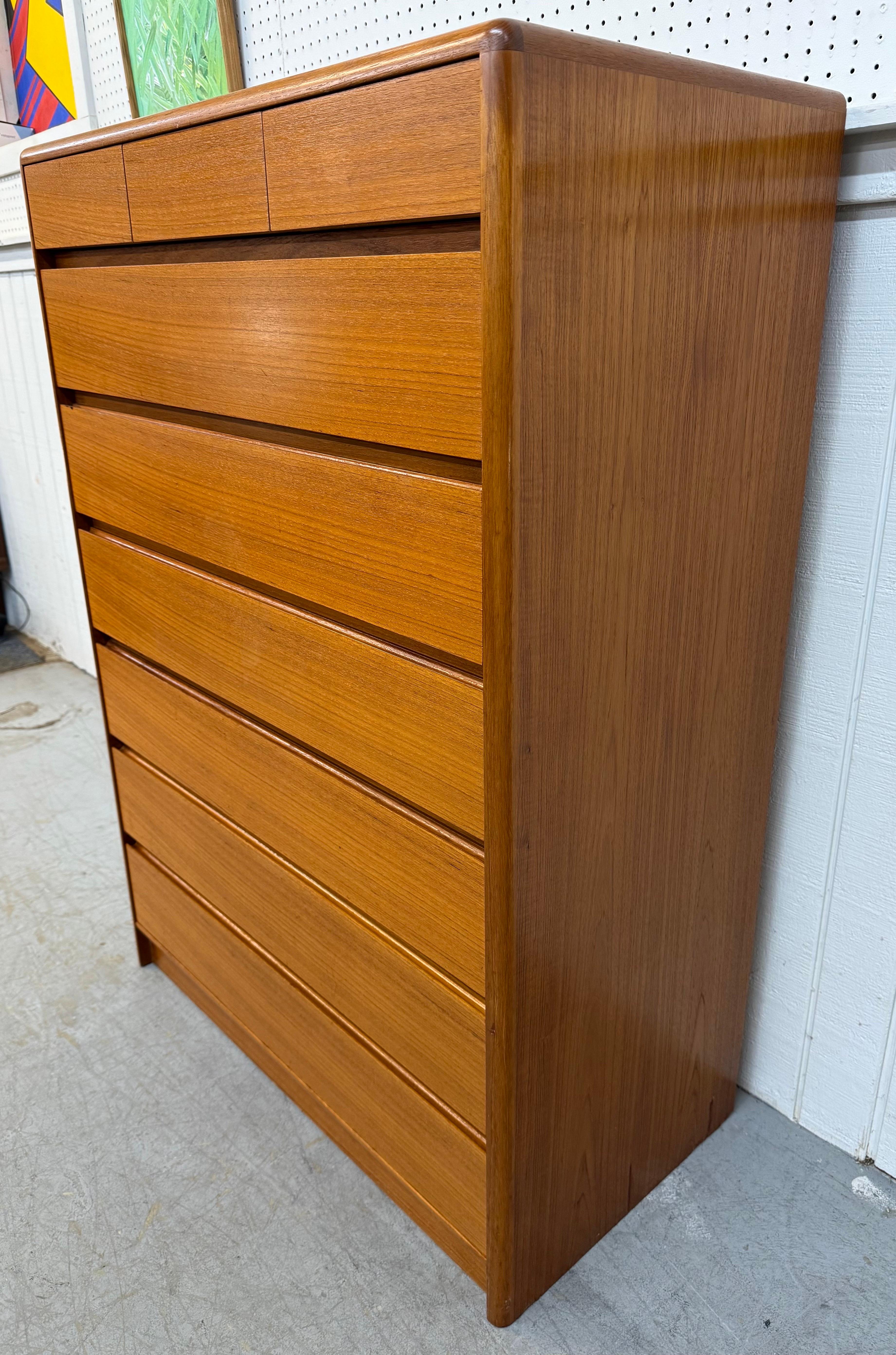 Mid-Century Modern Vintage Danish Modern Teak 9-Drawer High Chest For Sale