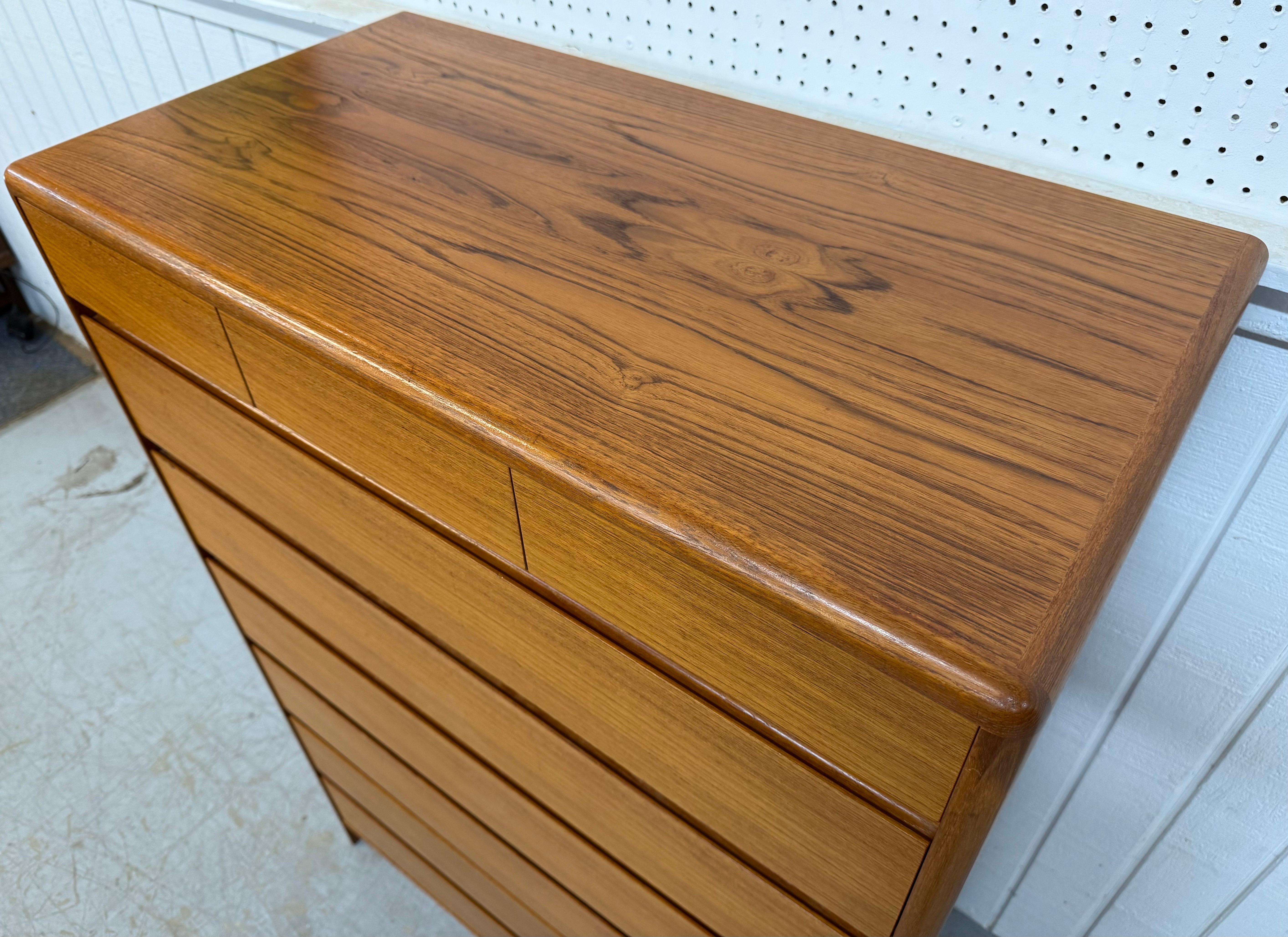 Wood Vintage Danish Modern Teak 9-Drawer High Chest For Sale