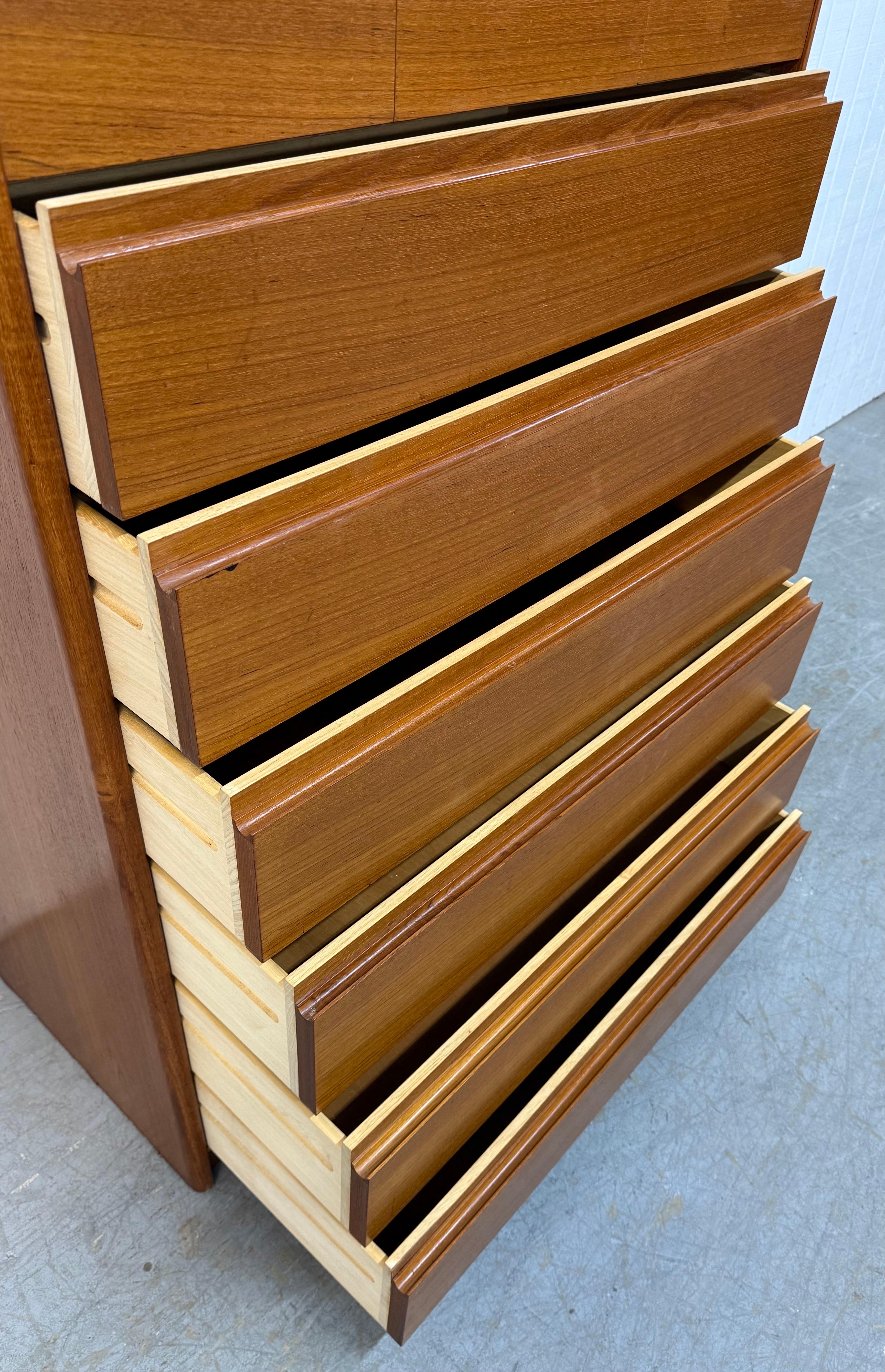 Vintage Danish Modern Teak 9-Drawer High Chest For Sale 2