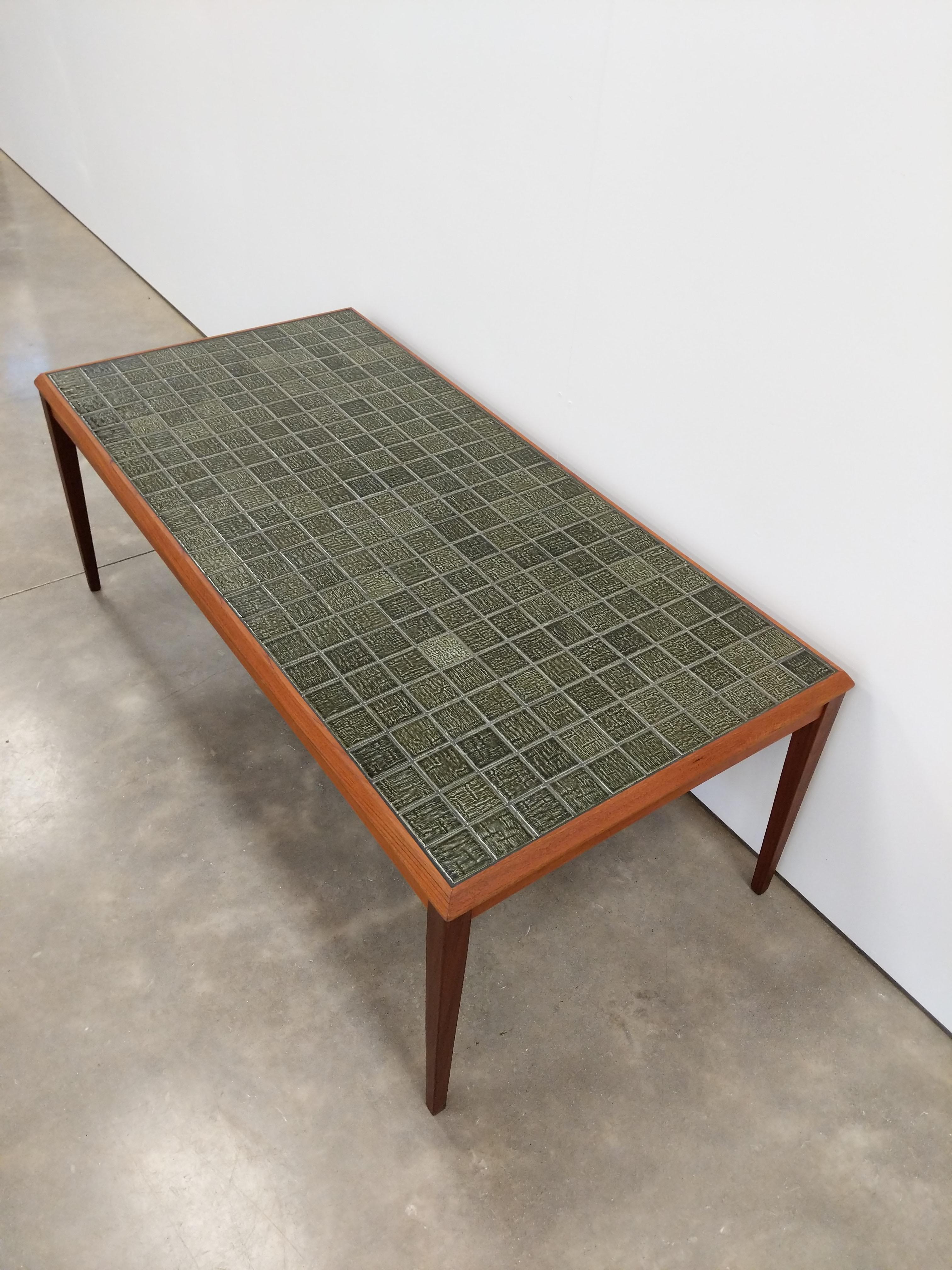 Mid-Century Modern Vintage Danish Modern Teak and Tile Coffee Table