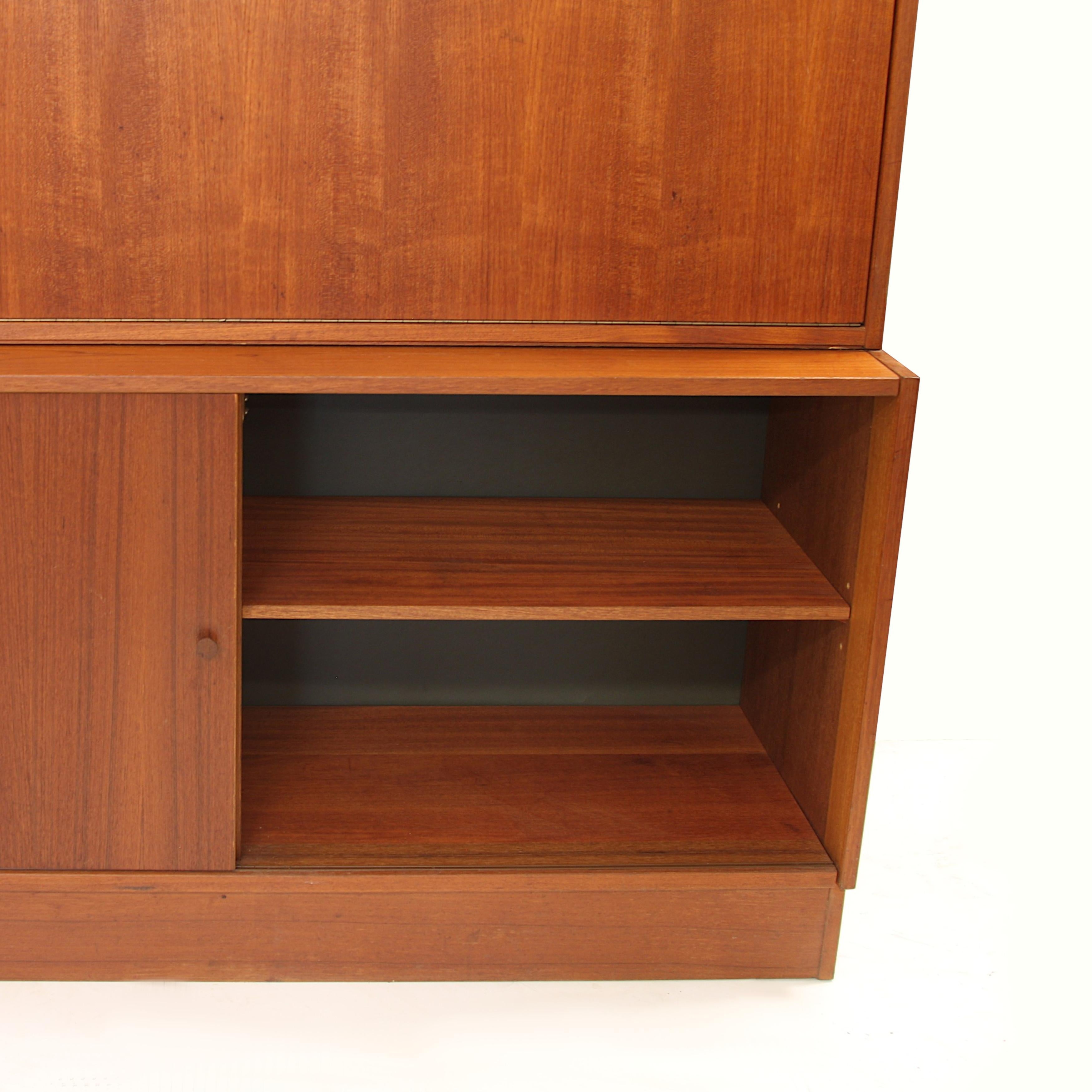 Vintage Danish Modern Teak Bookcase Cabinet and Secretary Desk by Domino Mobler In Good Condition In Lafayette, IN
