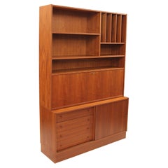 Retro Danish Modern Teak Bookcase Cabinet and Secretary Desk by Domino Mobler