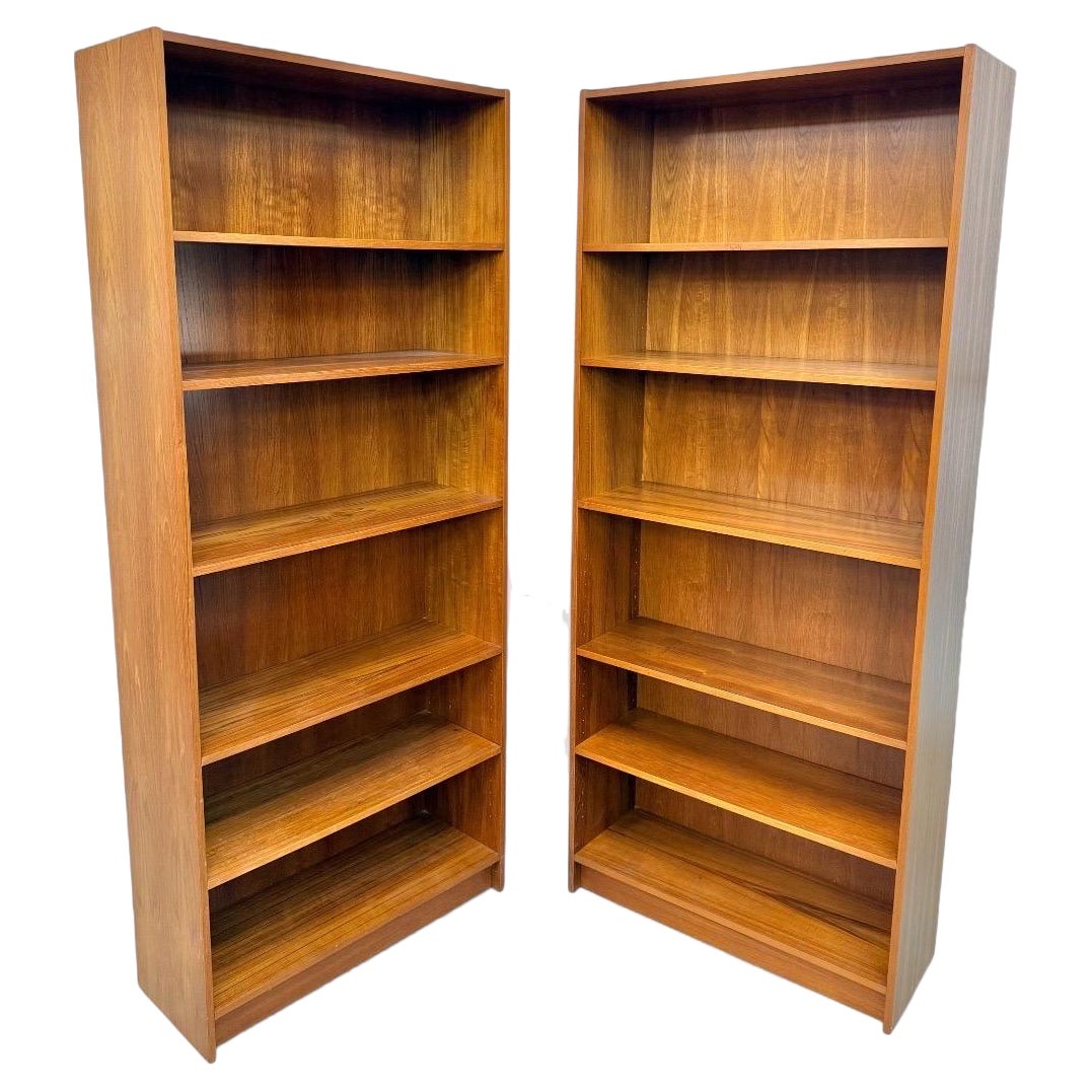 Vintage Danish Modern Teak Bookcases - Set of 2