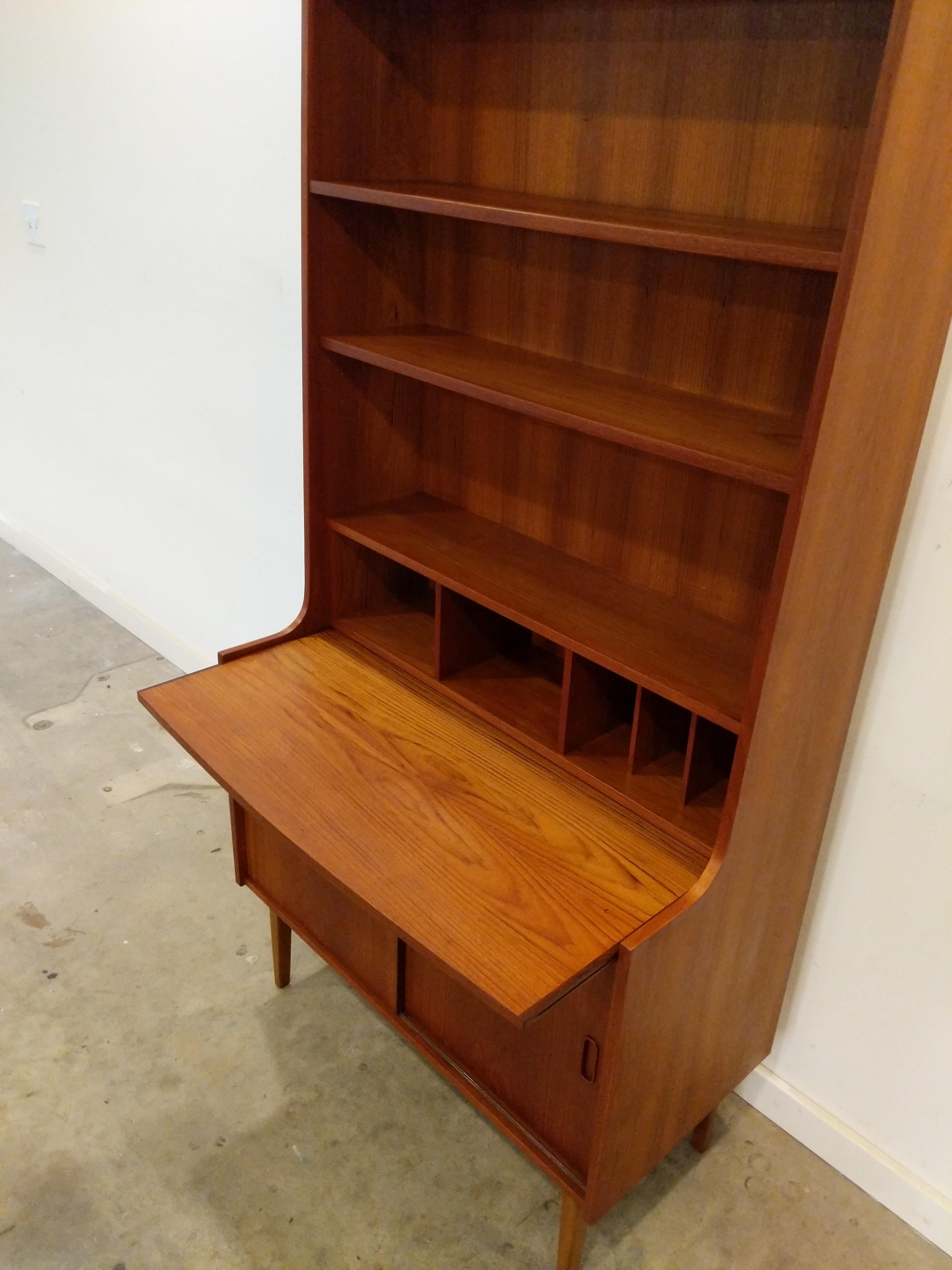 Scandinavian Modern Vintage Danish Modern Teak Bookshelf / Secretary Desk / Cabinet