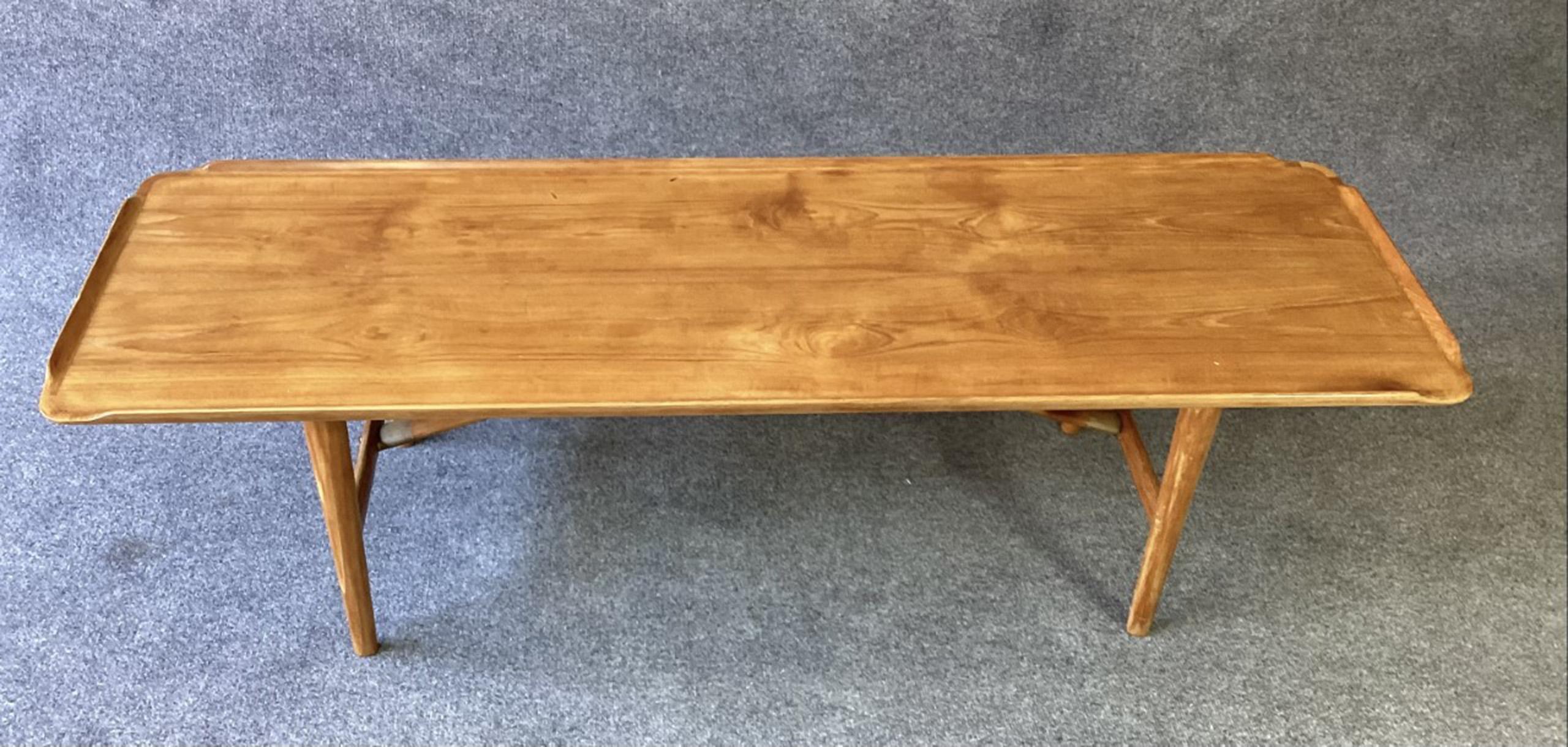 Vintage Danish Modern Teak & Brass Coffee Table Attributed to Kurt Ostervig MCM For Sale 2