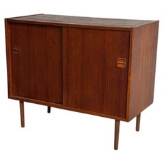 Vintage Danish Modern Teak Cabinet Credenza Sideboard Sliding Door Storage