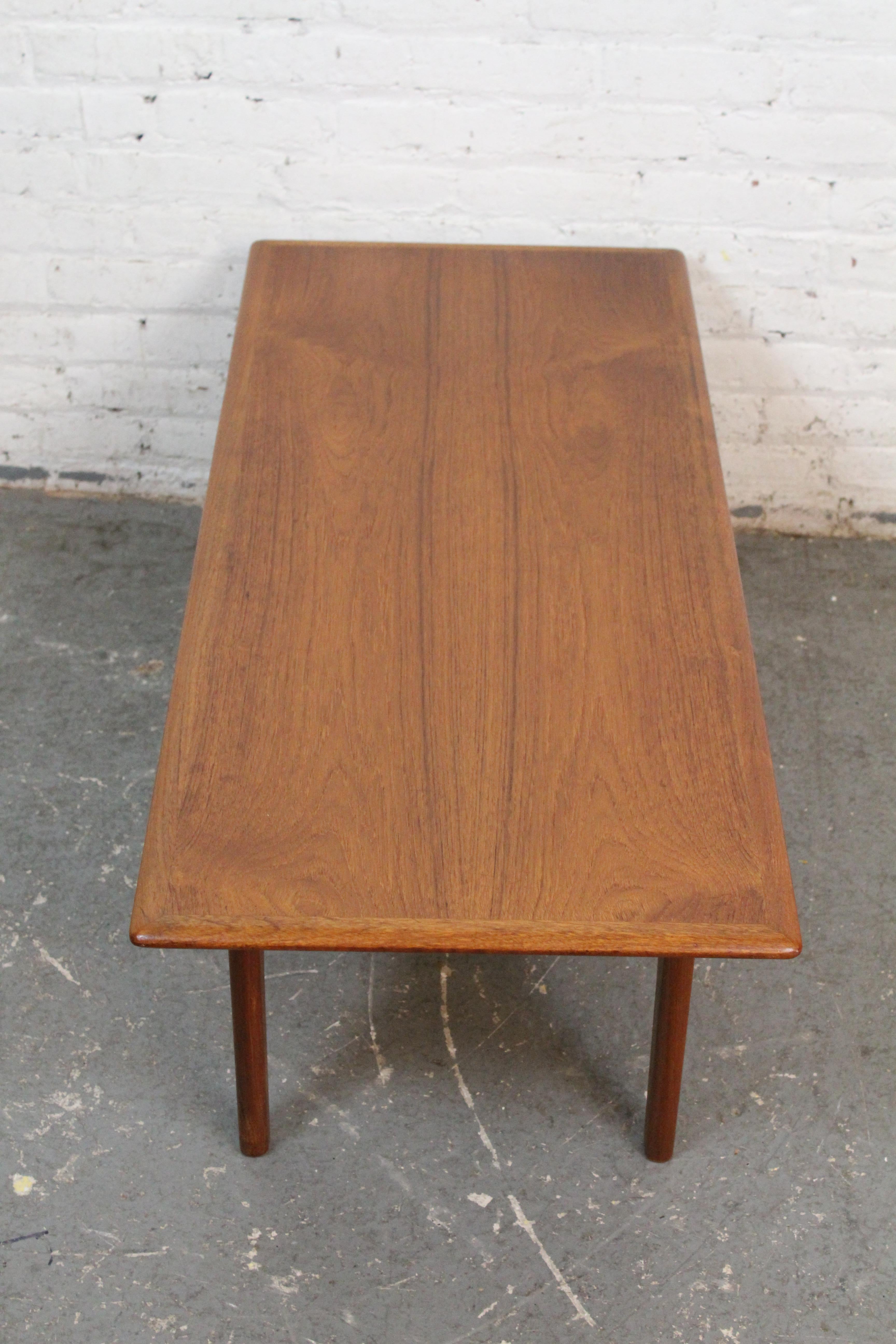 Vintage Danish Modern Teak & Cane Table by Trioh Møbelfabrik 2